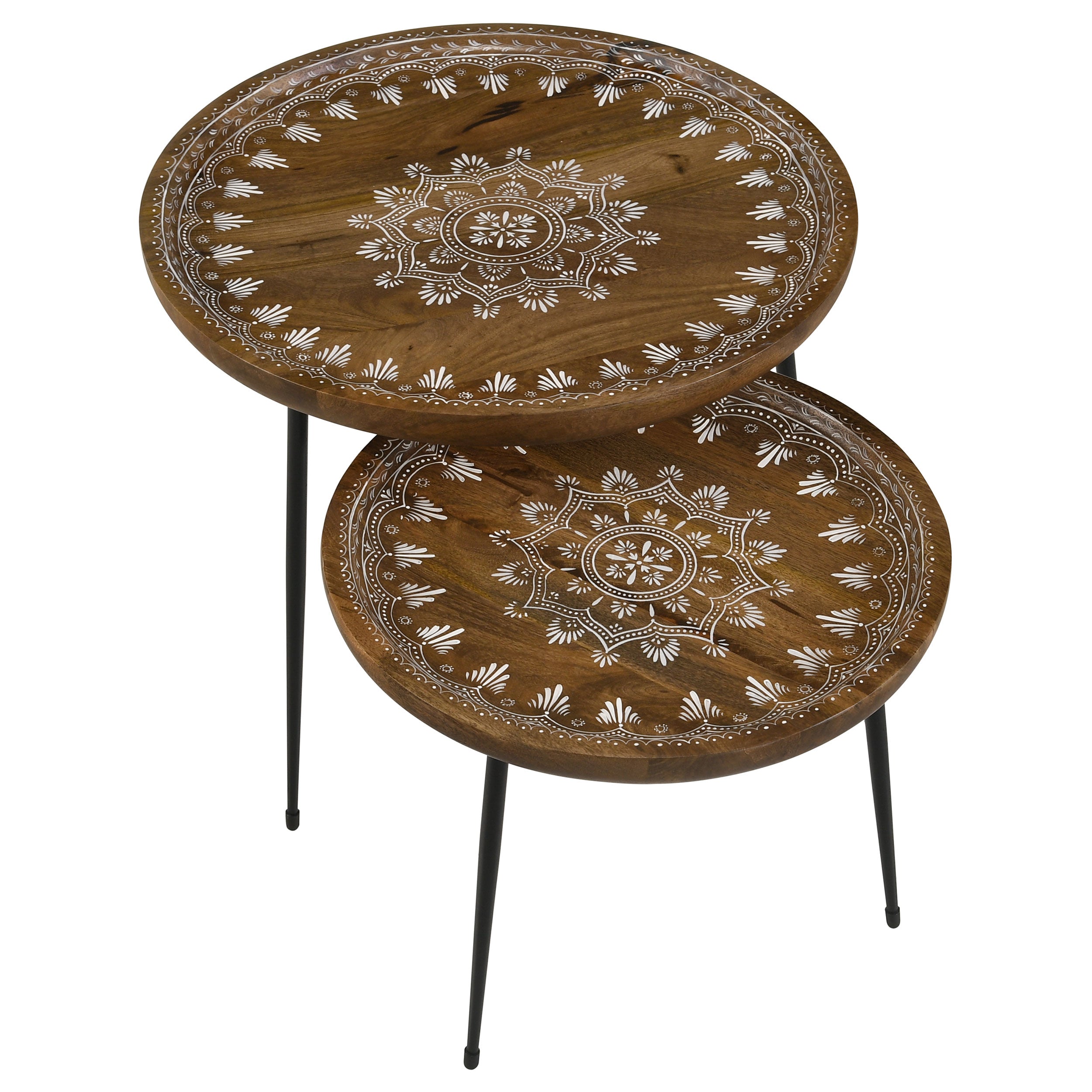 Nuala Round Mango Wood Nesting Tables Honey
