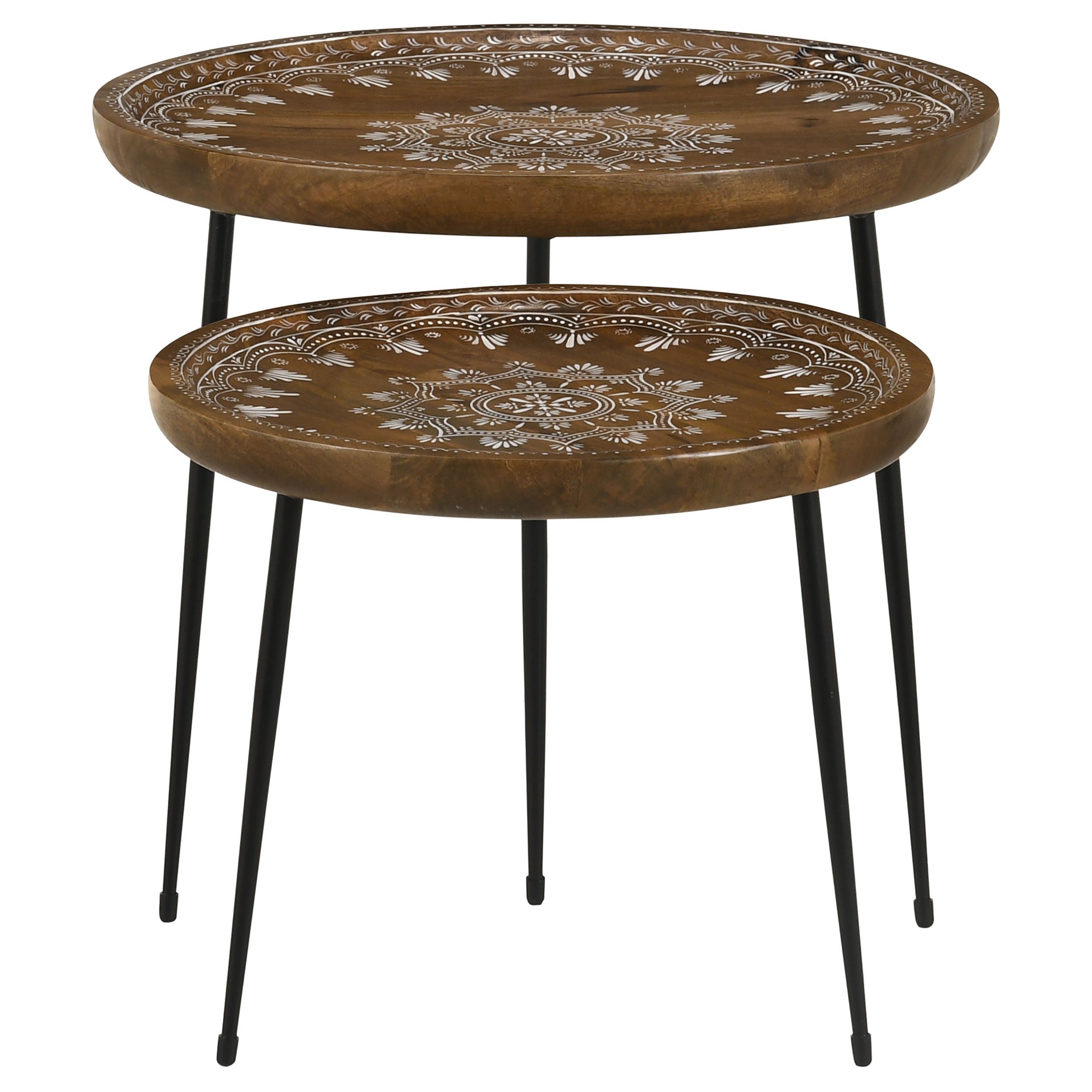 Nuala Round Mango Wood Nesting Tables Honey