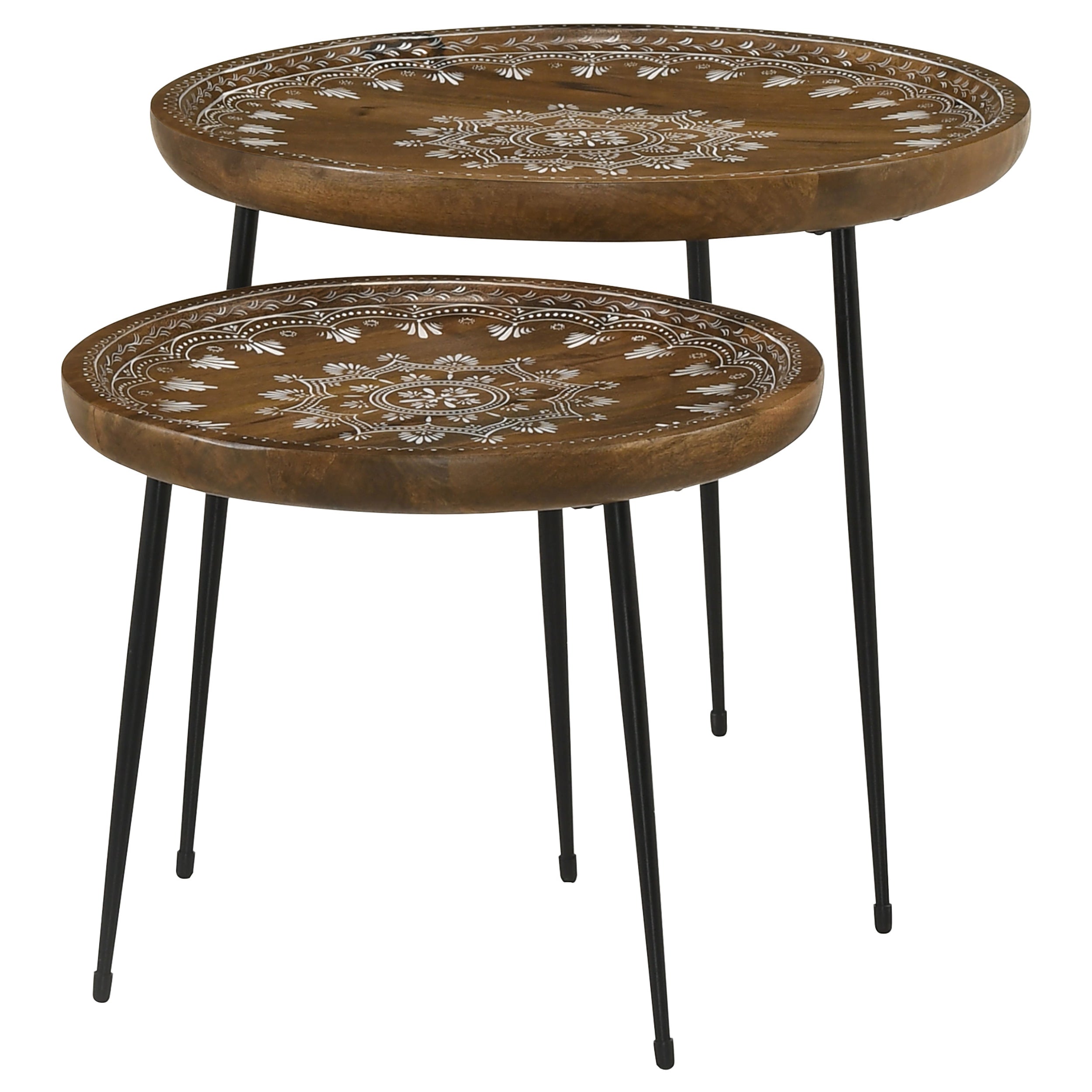 Nuala Round Mango Wood Nesting Tables Honey