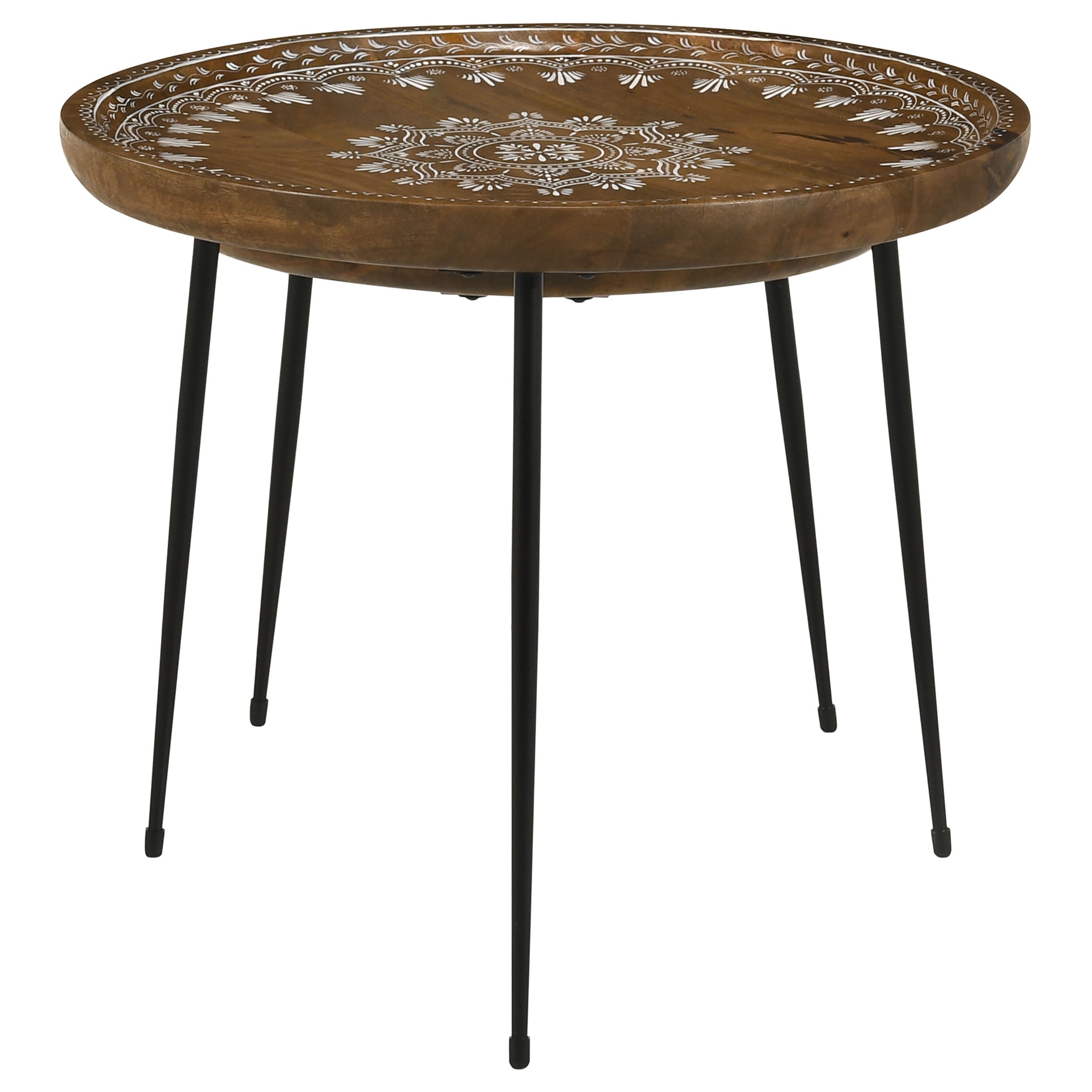 Nuala Round Mango Wood Nesting Tables Honey