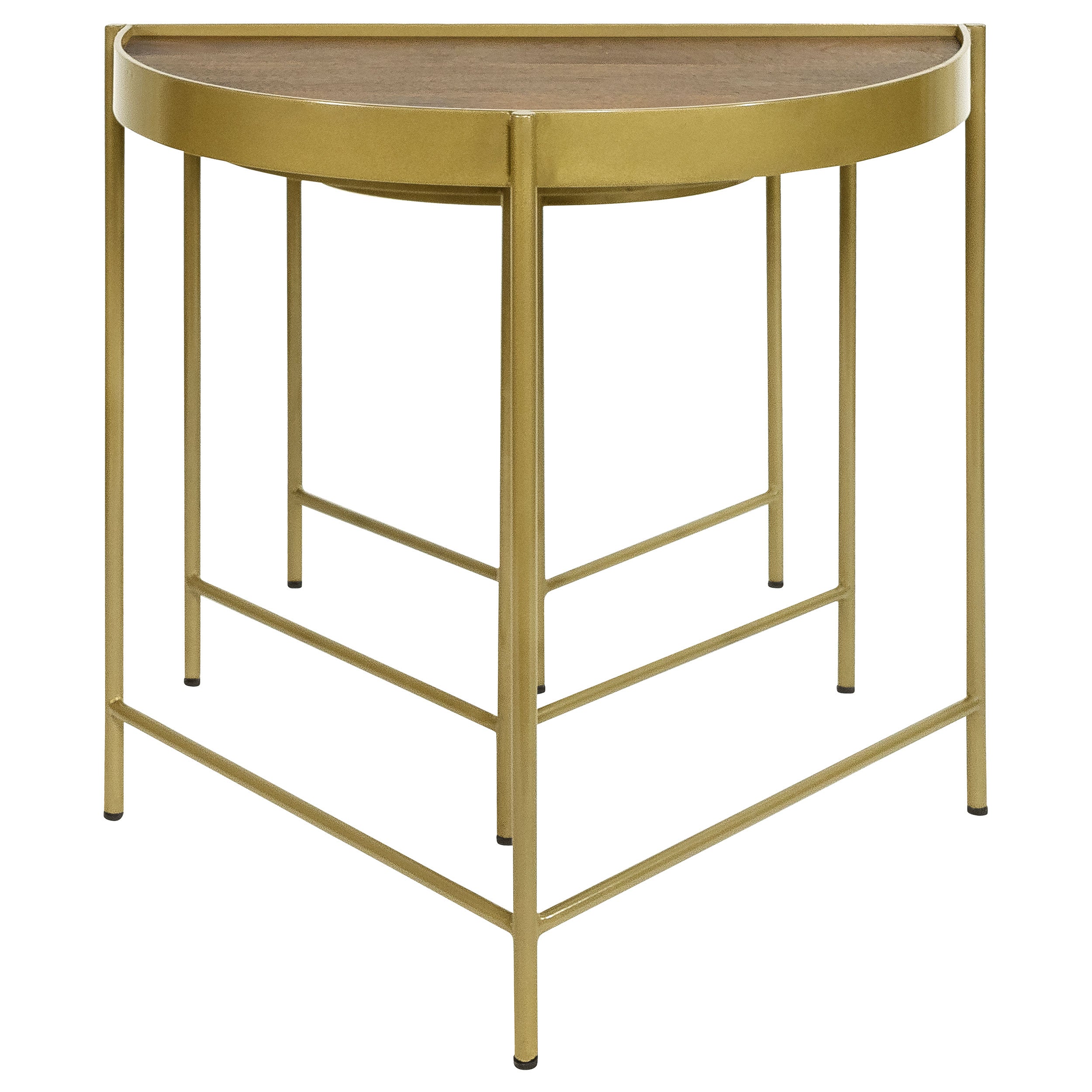 Tristen Demilune Nesting Table Brown and Gold
