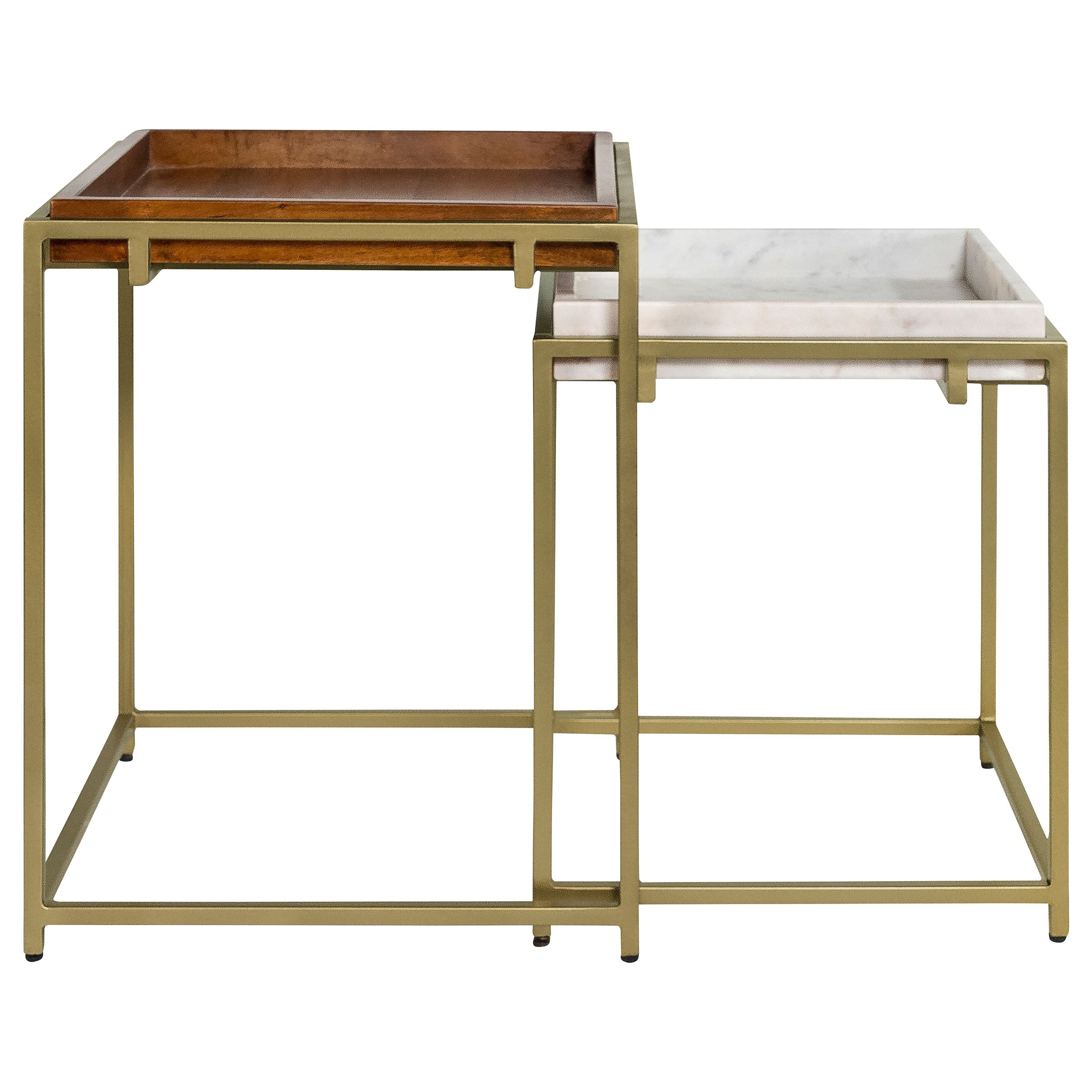 Bolden Wood and Marble Top Nesting Table Set Gold