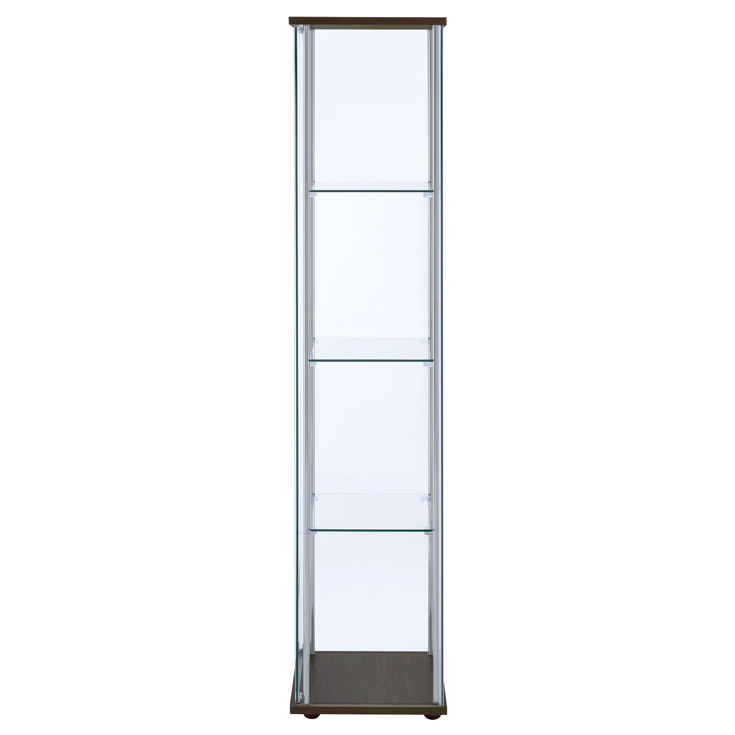 Bellatrix 4-shelf Clear Glass Curio Cabinet Cappuccino