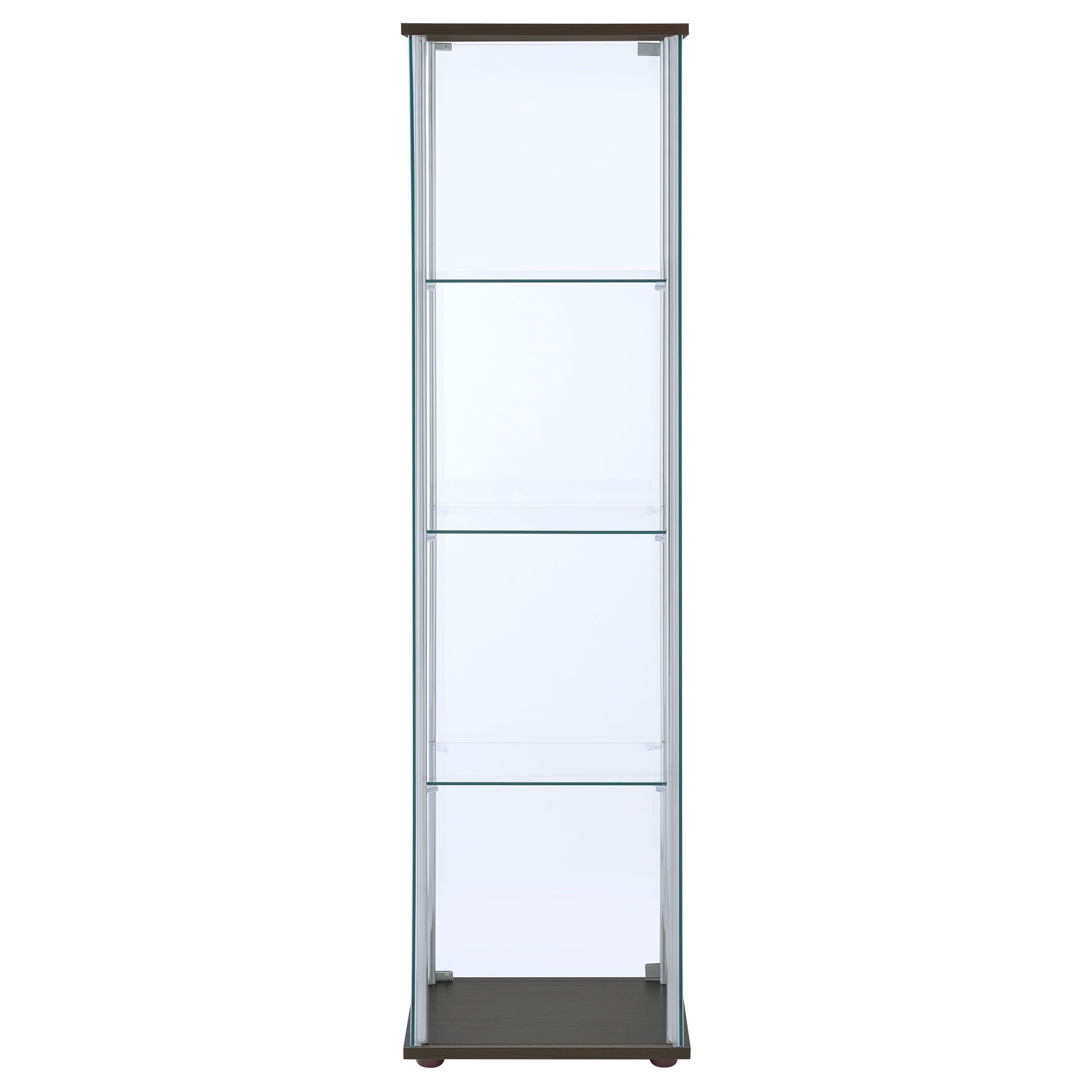 Bellatrix 4-shelf Clear Glass Curio Cabinet Cappuccino