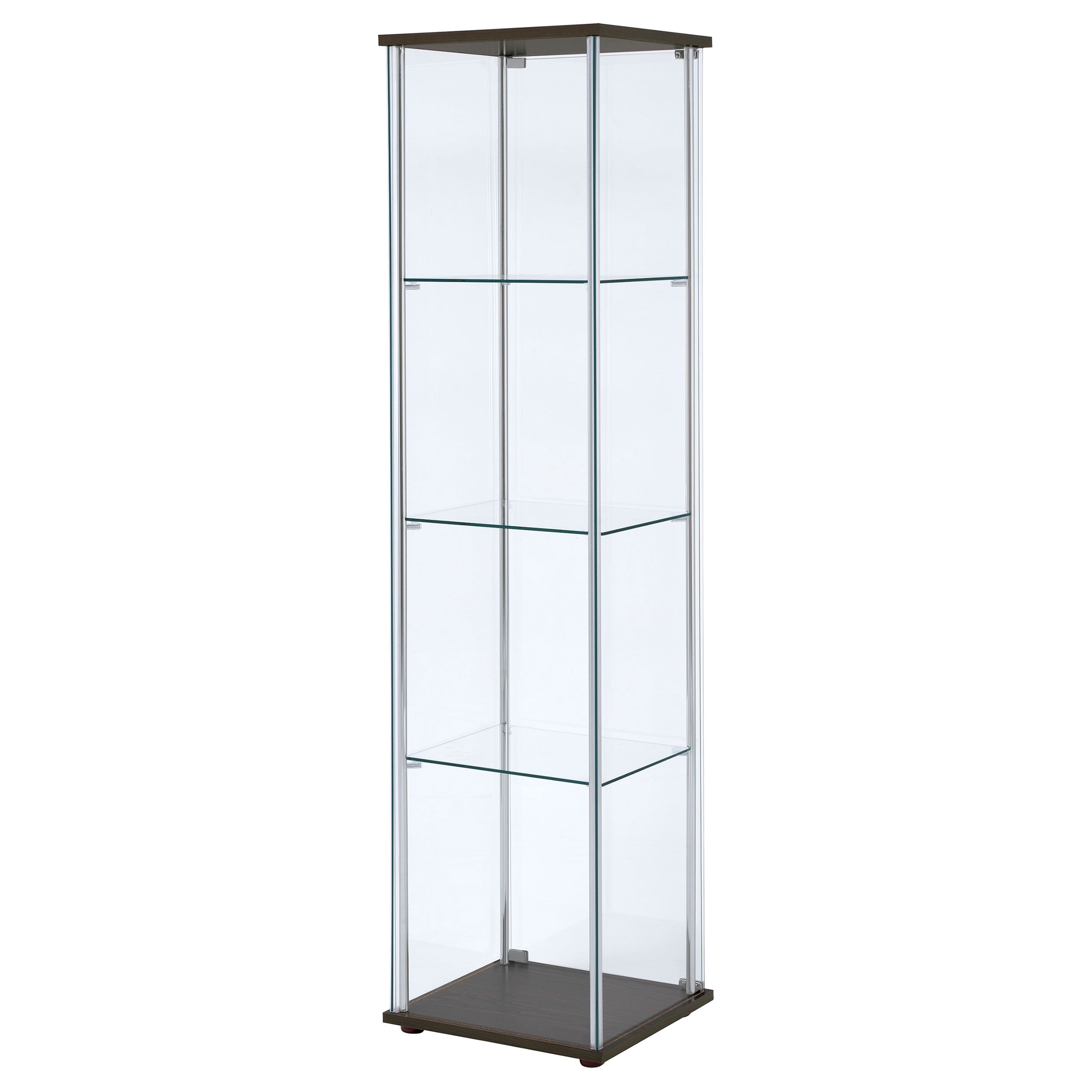 Bellatrix 4-shelf Clear Glass Curio Cabinet Cappuccino