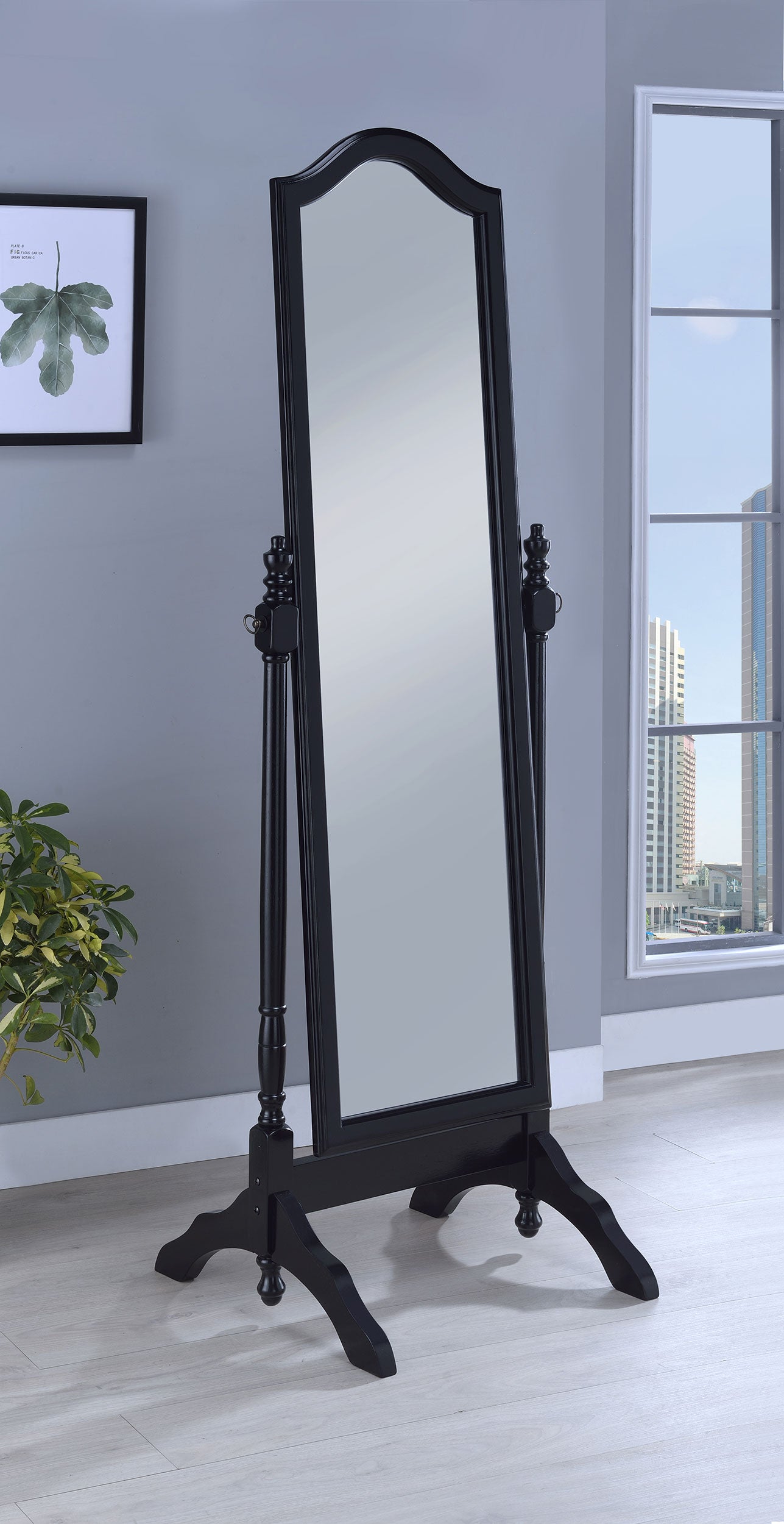 Cabot Wood Adjustable Length Cheval Mirror Black