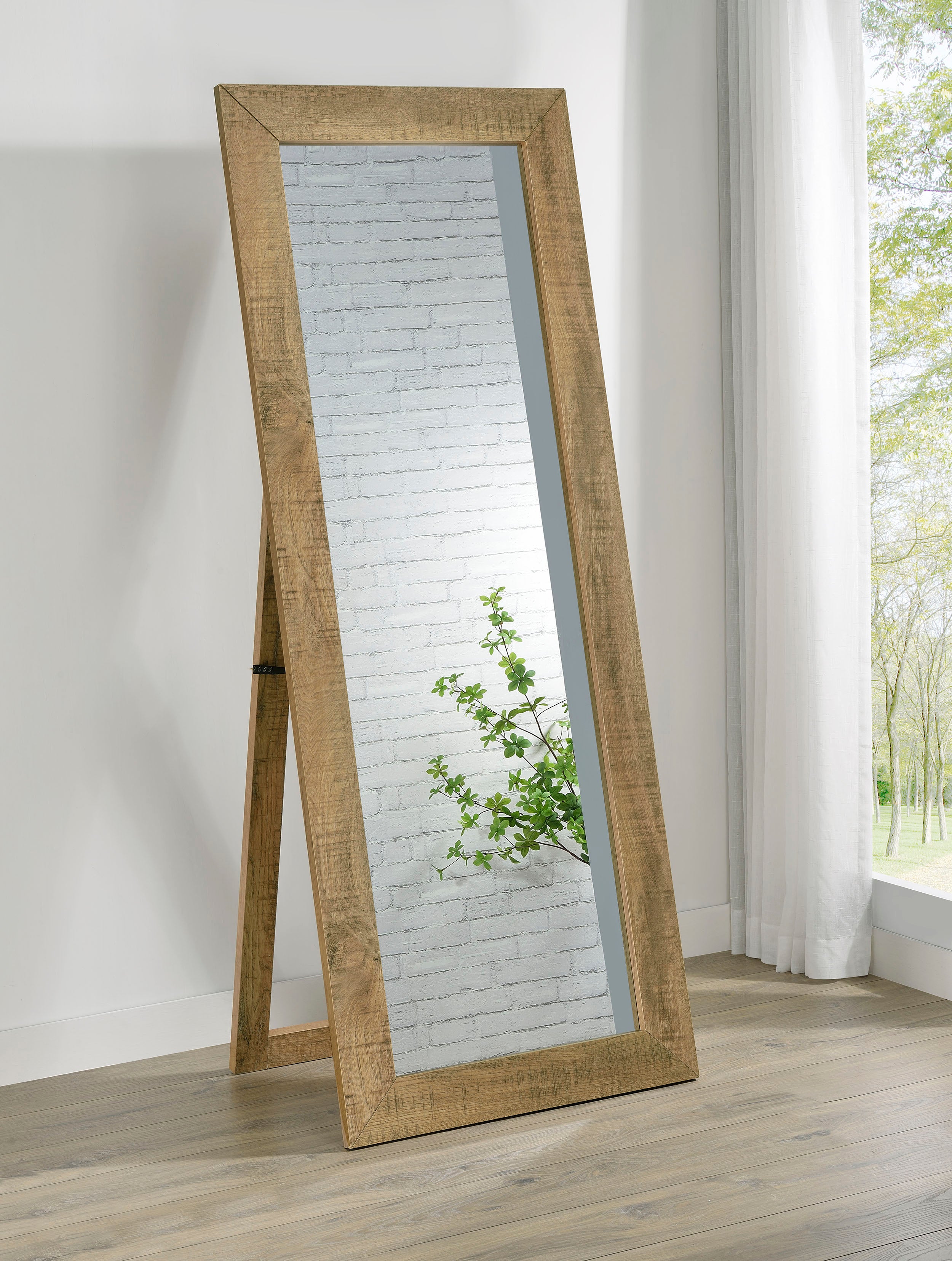 Cadence Tempered Glass Length Mirror Grey Washed Oak