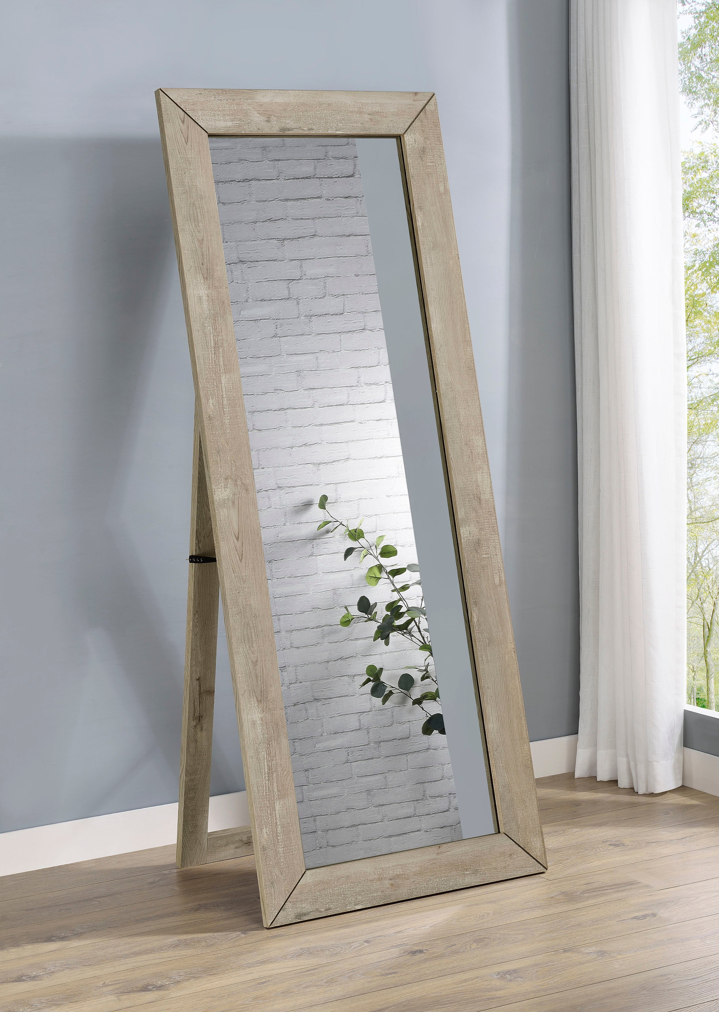 Cadence Tempered Glass Length Mirror Grey Washed Oak