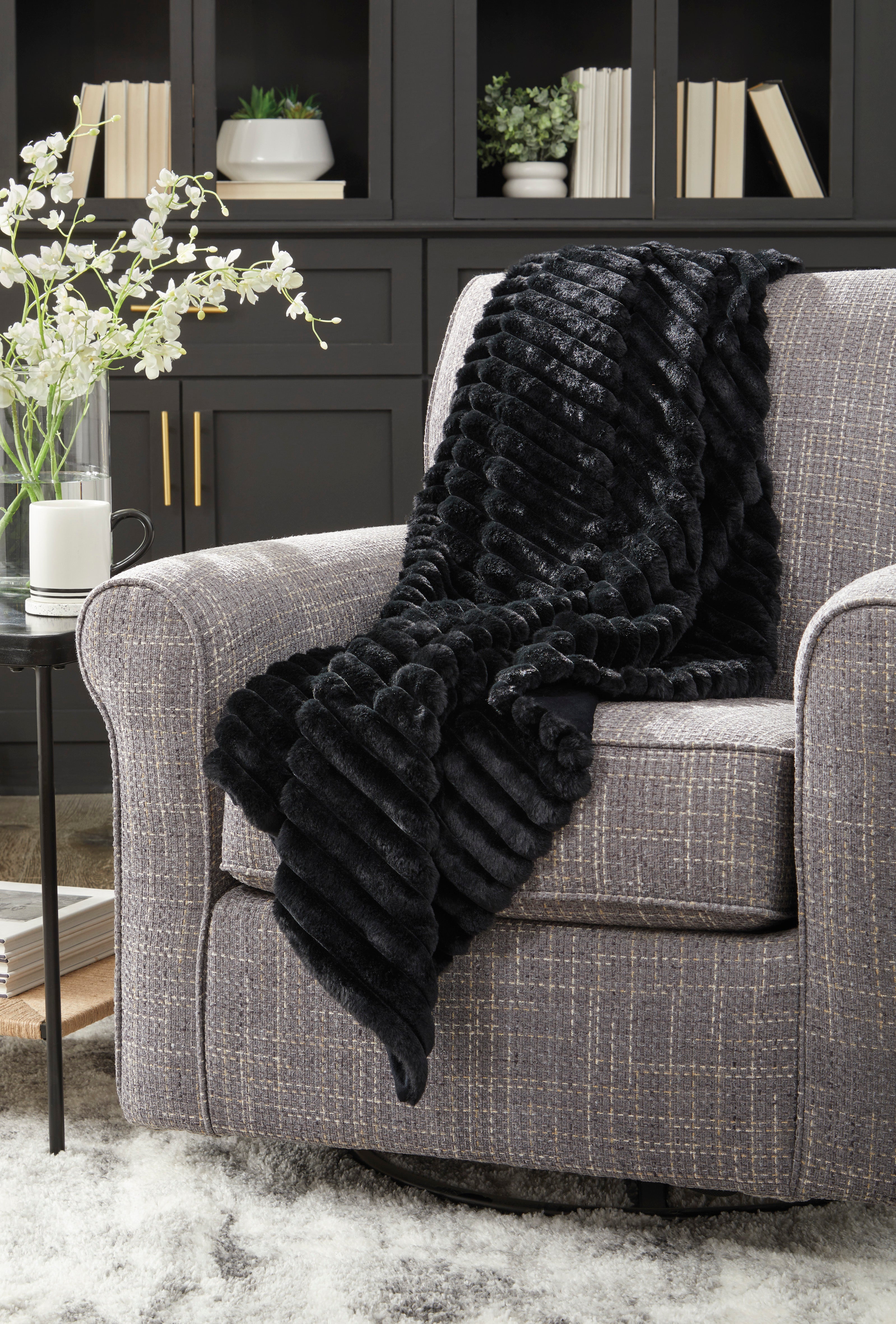 Jacquard Faux Fur Throw Blanket (4 colors)