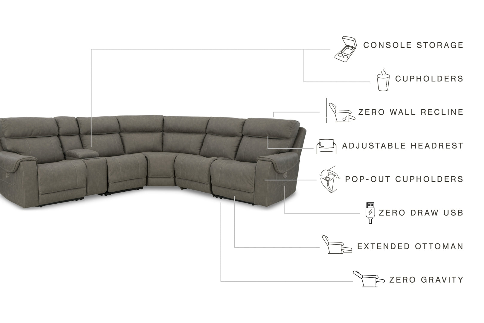 Starbot Power Reclining Sectional with Console