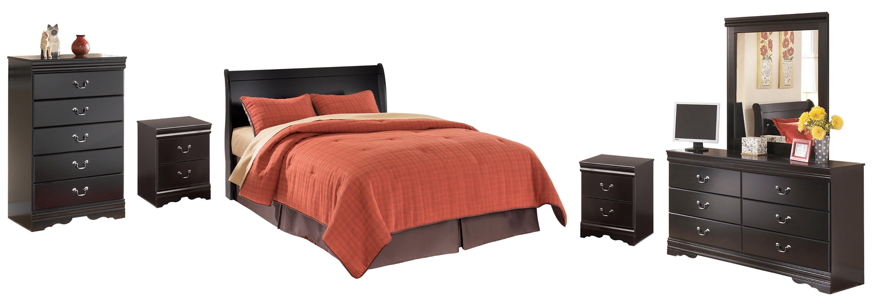 Huey Vineyard Black Sleigh Bedroom Set