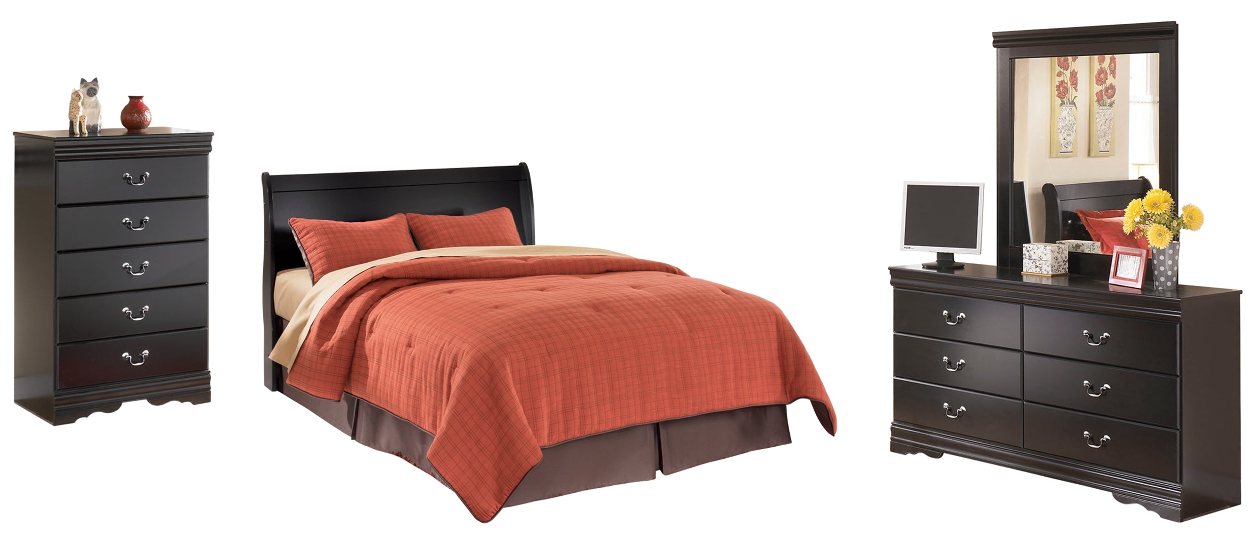 Huey Vineyard Black Sleigh Bedroom Set