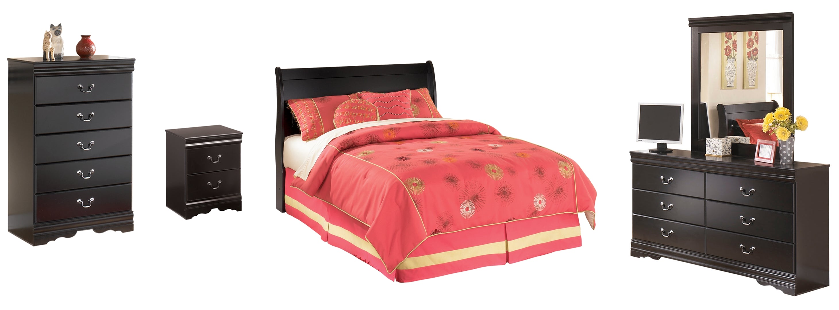 Huey Vineyard Black Sleigh Bedroom Set