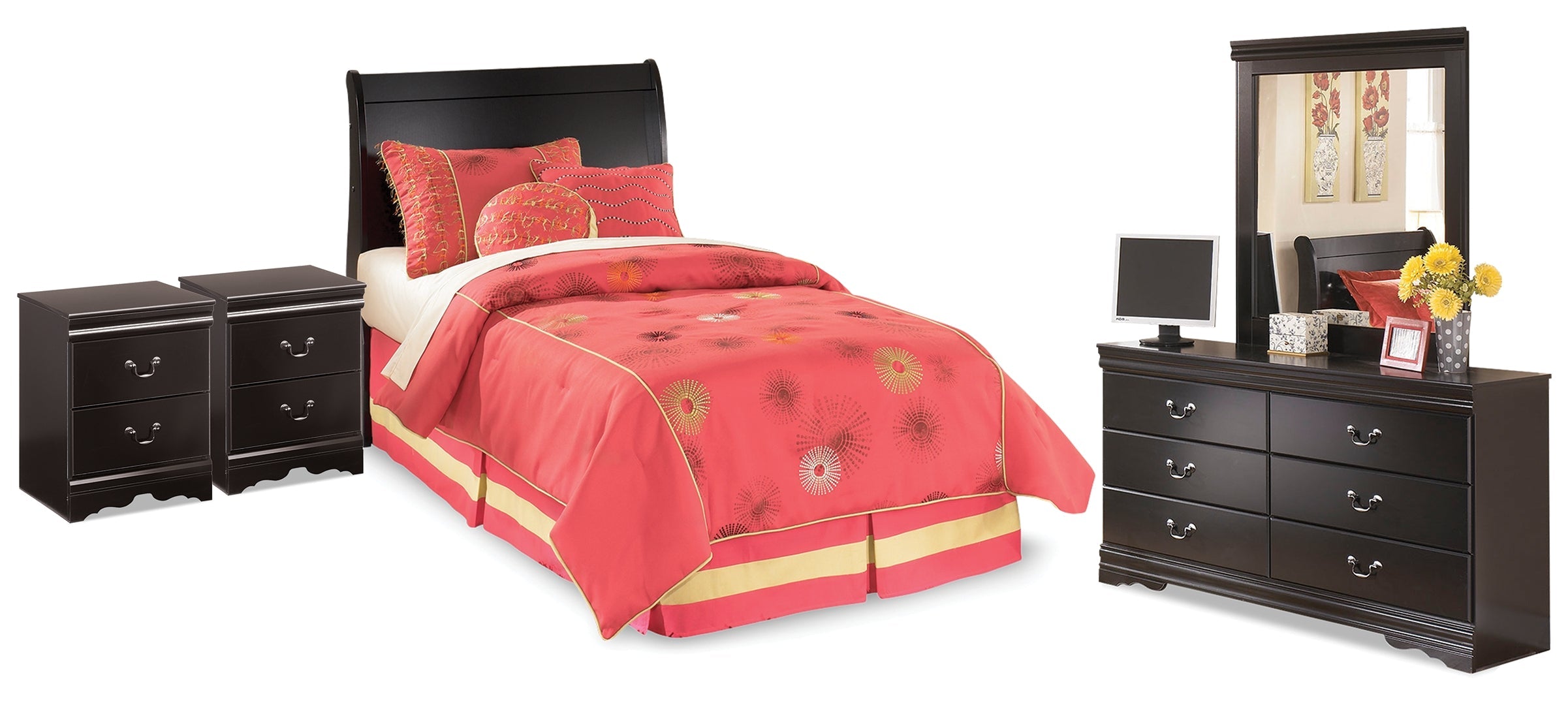 Huey Vineyard Black Sleigh Bedroom Set