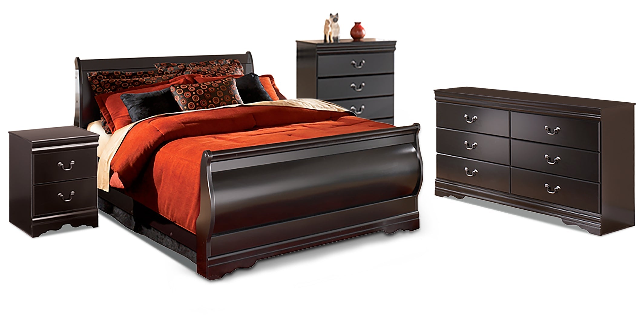 Huey Vineyard Black Sleigh Bedroom Set