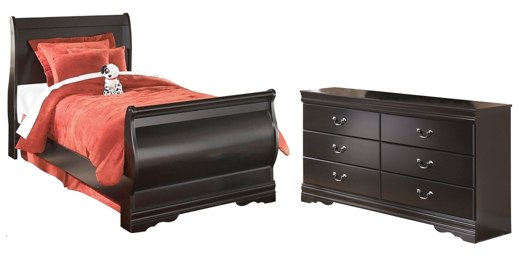 Huey Vineyard Black Sleigh Bedroom Set