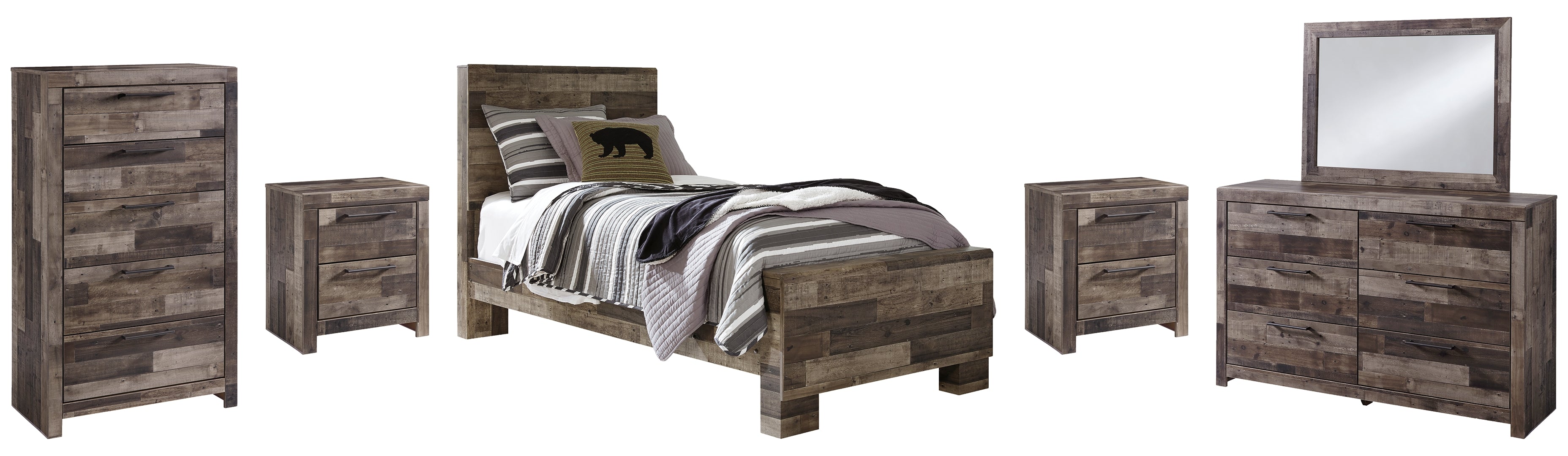 Derekson Brown Panel Bedroom Set with Storage