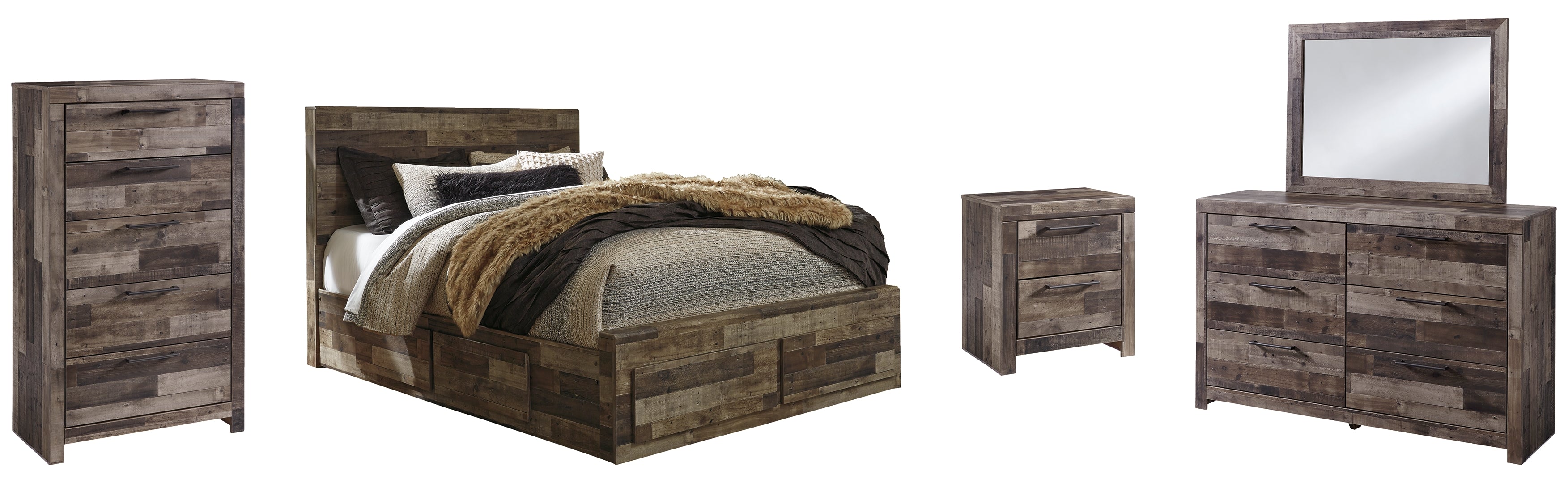 Derekson Brown Panel Bedroom Set with Storage