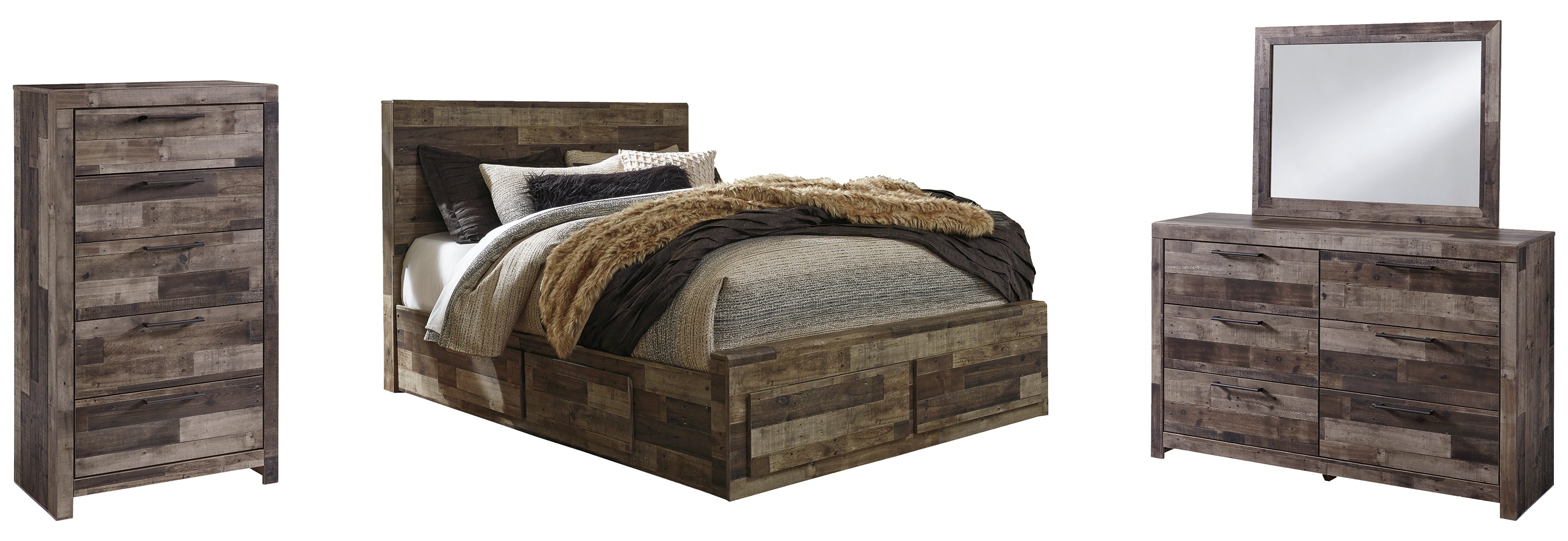 Derekson Brown Panel Bedroom Set with Storage