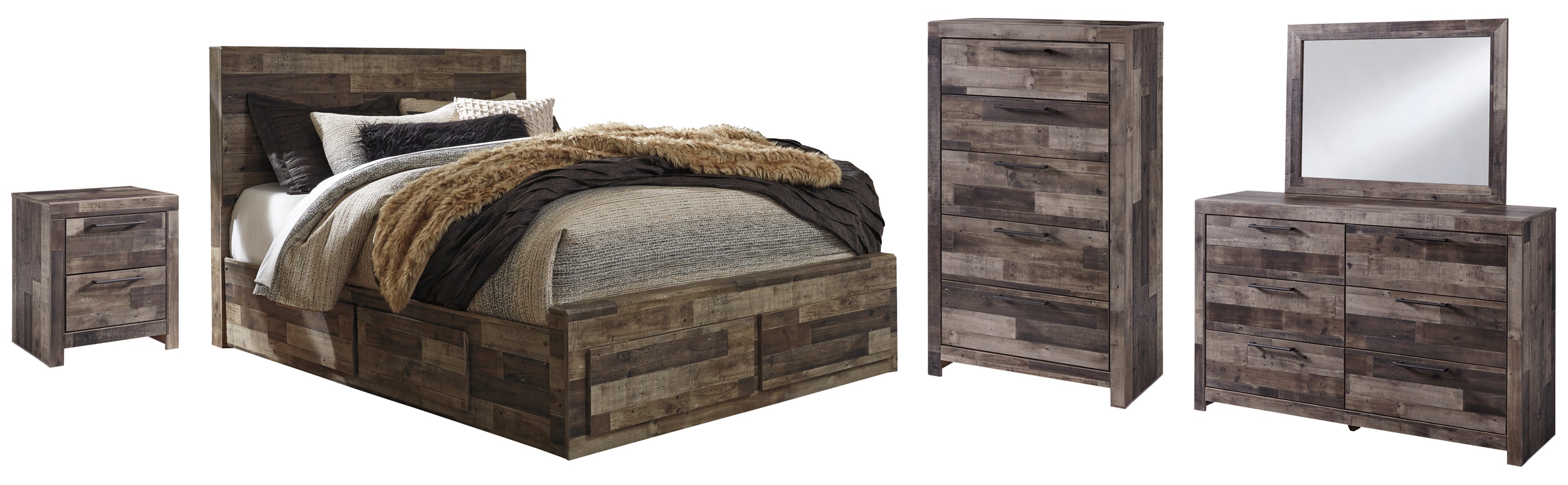 Derekson Brown Panel Bedroom Set with Storage