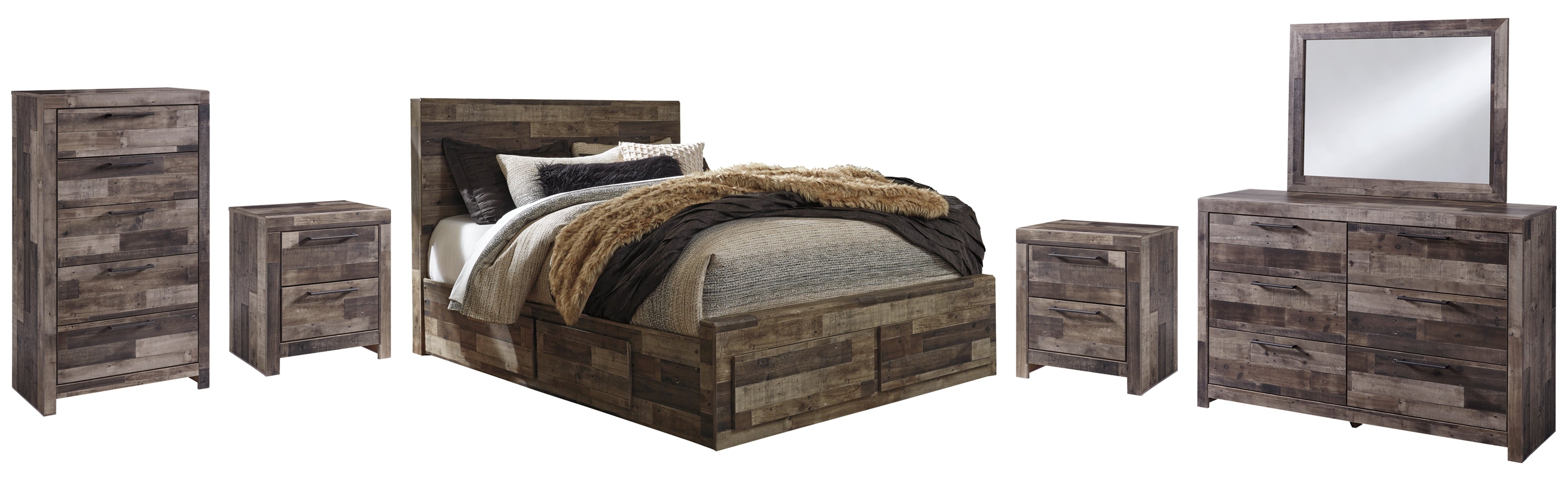 Derekson Brown Panel Bedroom Set with Storage