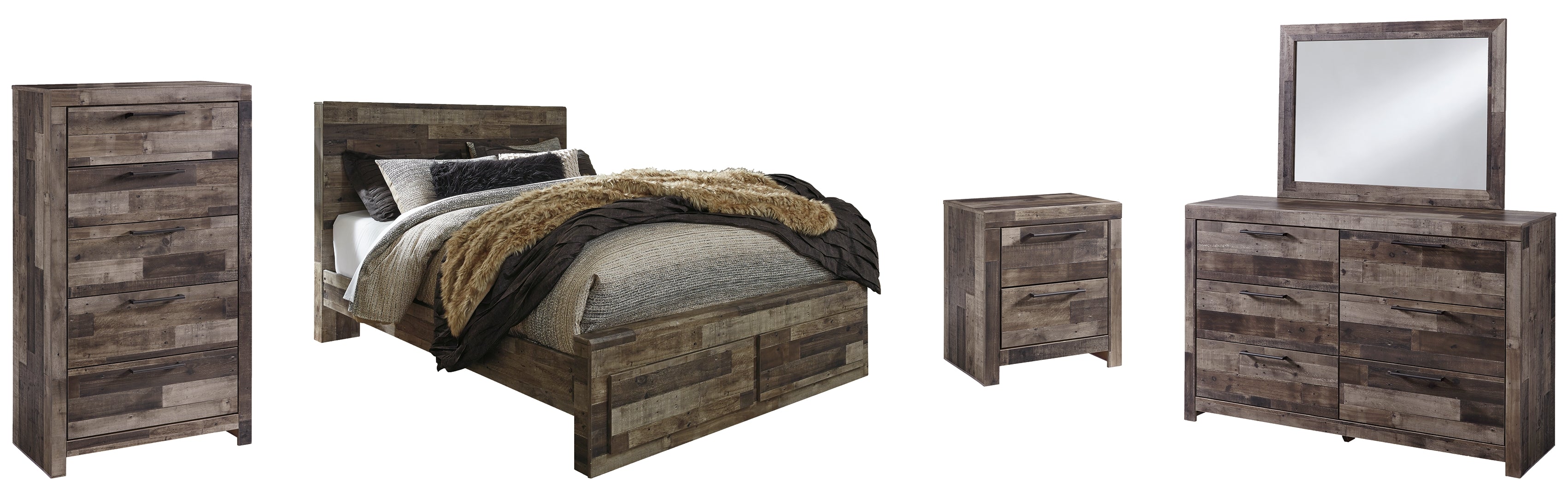 Derekson Brown Panel Bedroom Set with Storage