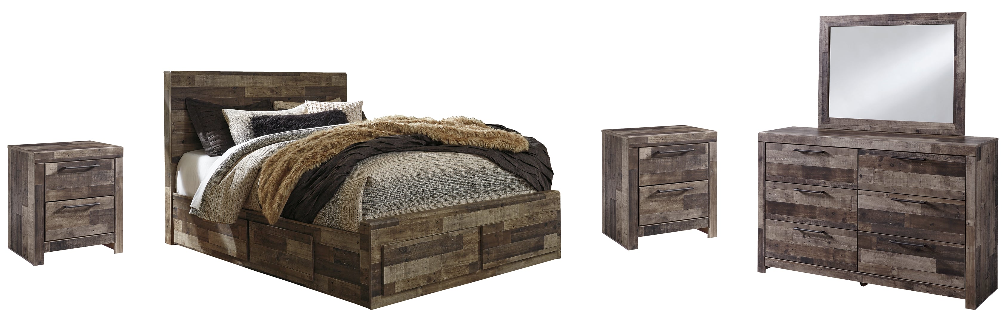 Derekson Brown Panel Bedroom Set with Storage