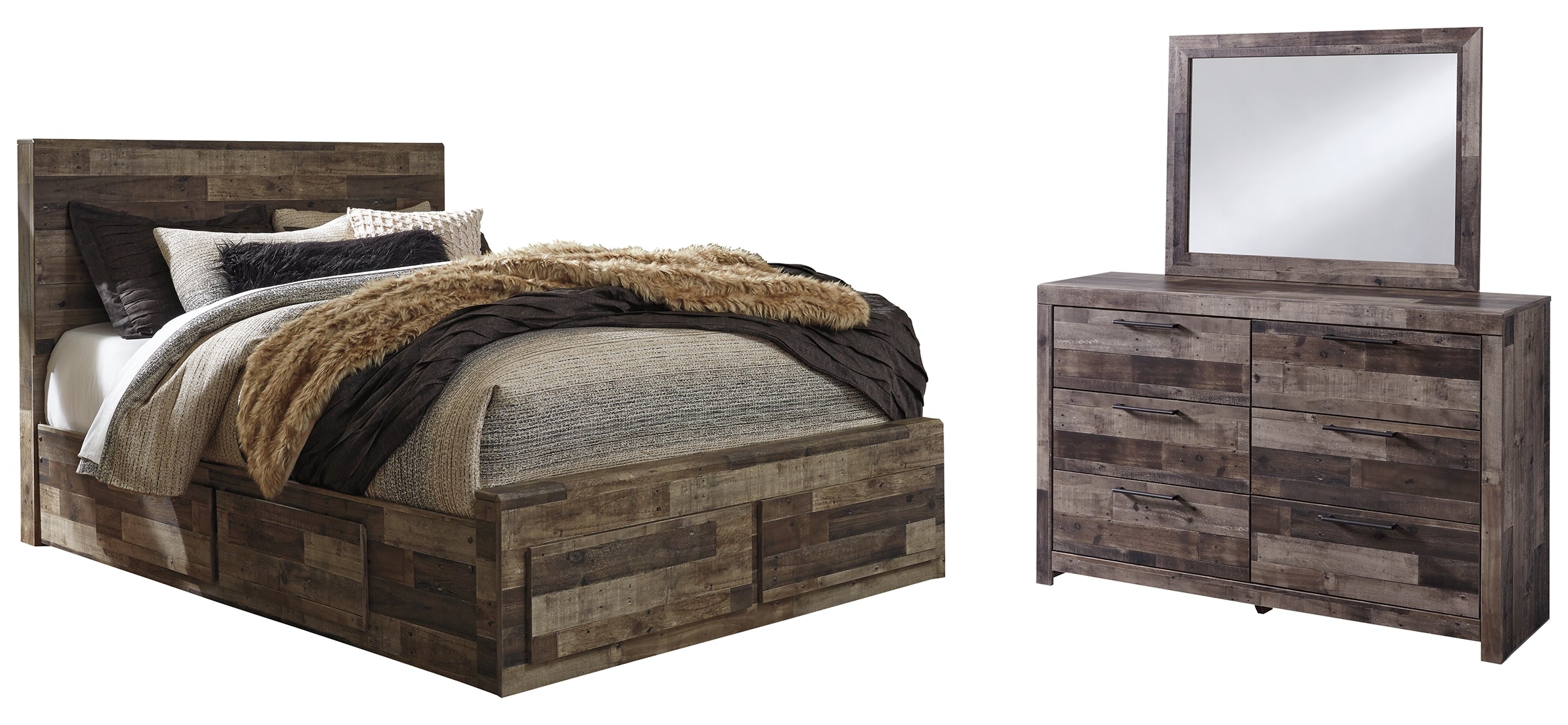 Derekson Brown Panel Bedroom Set with Storage