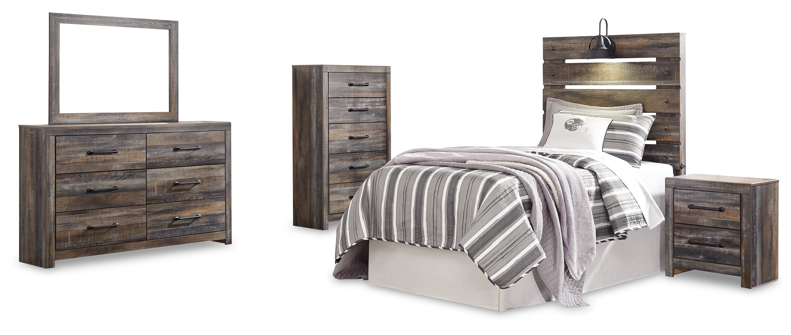 Drystan Twin Panel Bed with Dresser and Nightstand