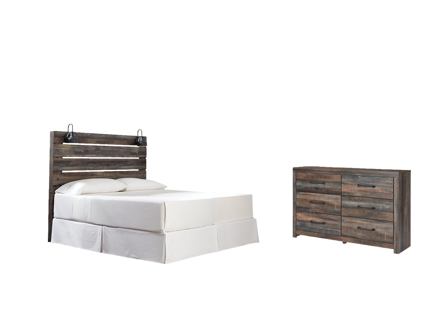 Drystan King Panel Bed with Storage with Mirrored Dresser, Chest and Nightstand