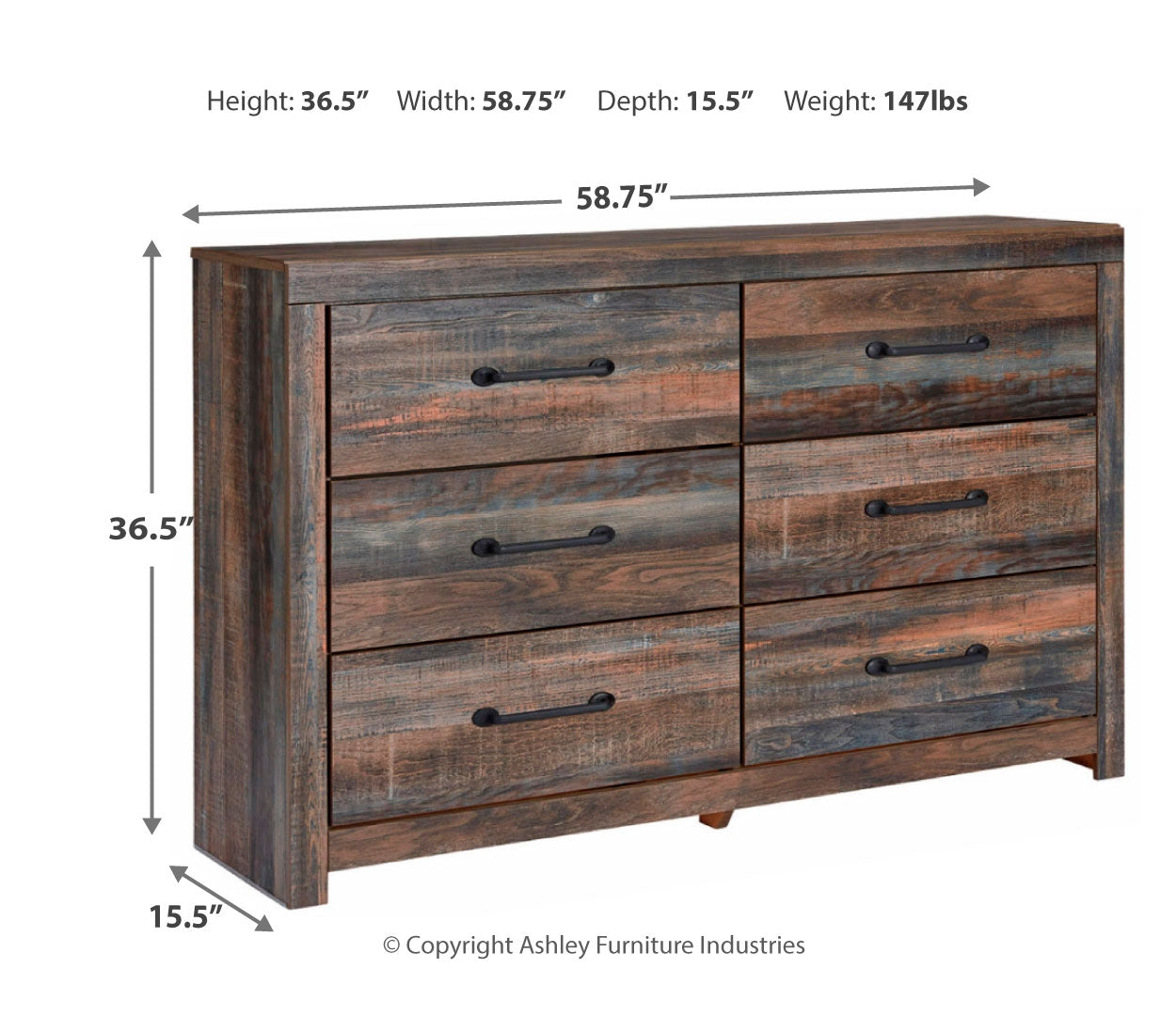 Drystan King Panel Bed with 4 Storage Drawers with Mirrored Dresser and Chest