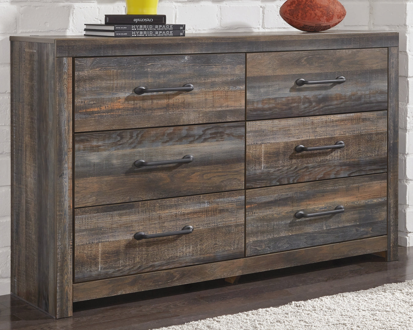 Drystan King Panel Bed with Storage with Mirrored Dresser, Chest and Nightstand