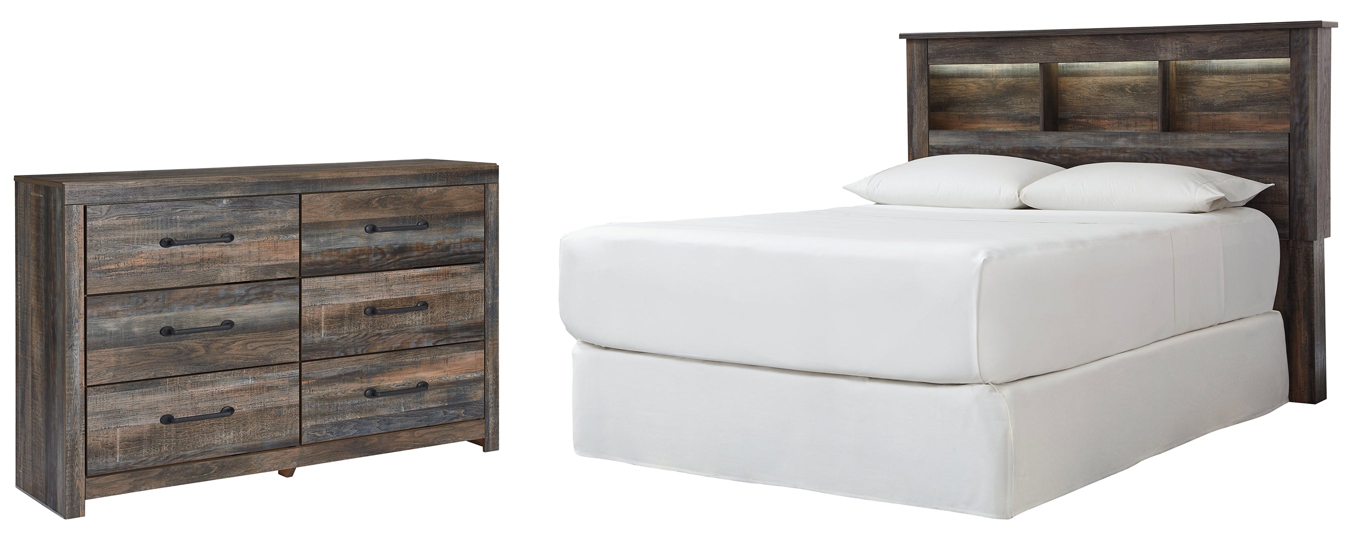 Drystan Queen Panel Bed with Mirrored Dresser and Nightstand