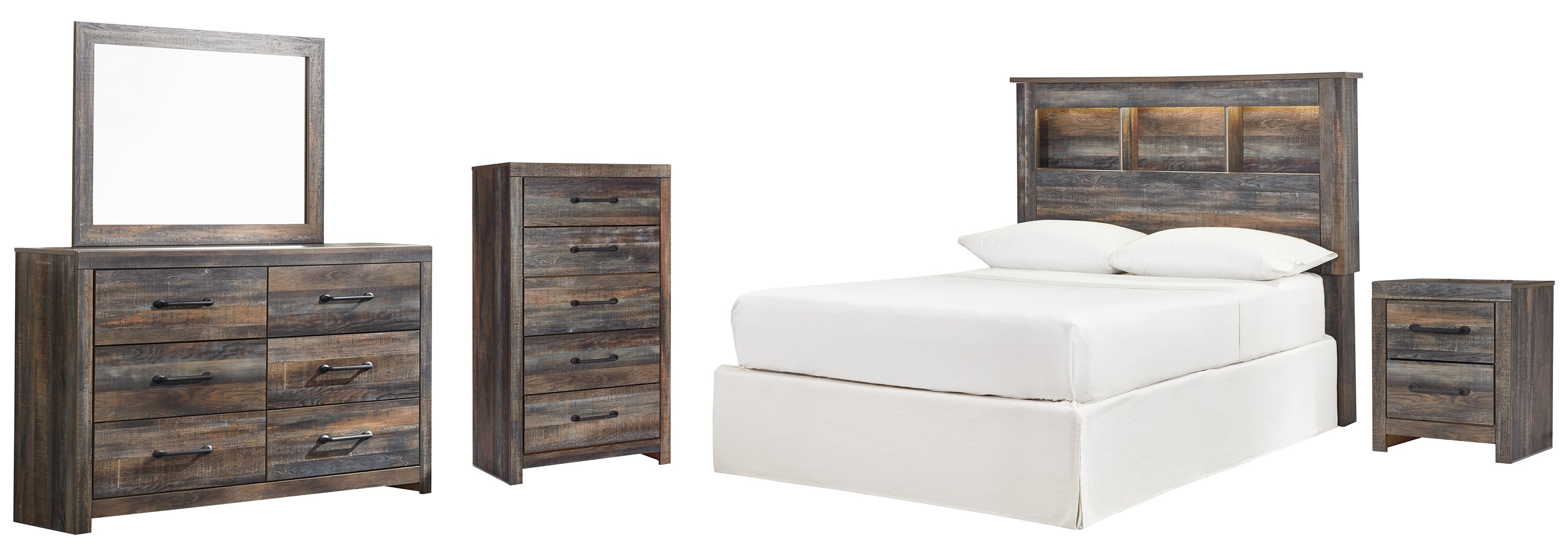 Drystan Full Bookcase Headboard Bed with Dresser