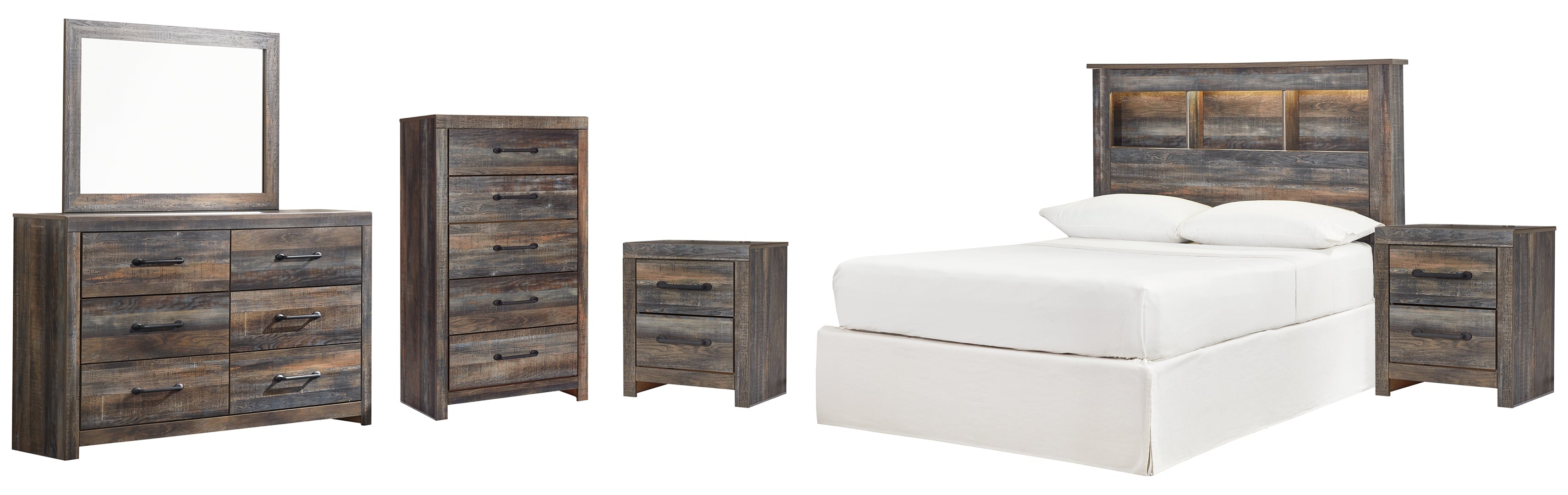 Drystan Full Bookcase Headboard Bed with Dresser