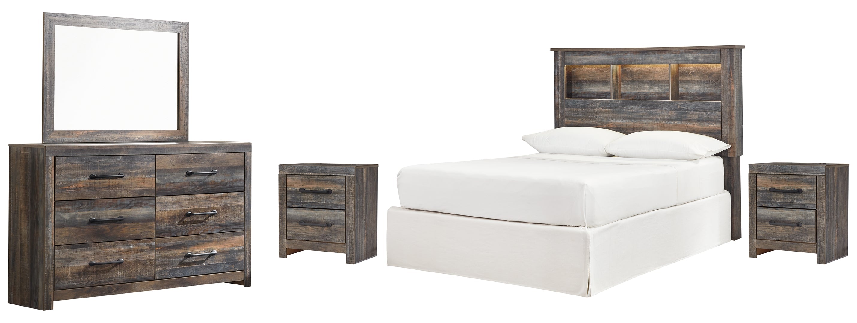 Drystan Full Bookcase Headboard Bed with Dresser