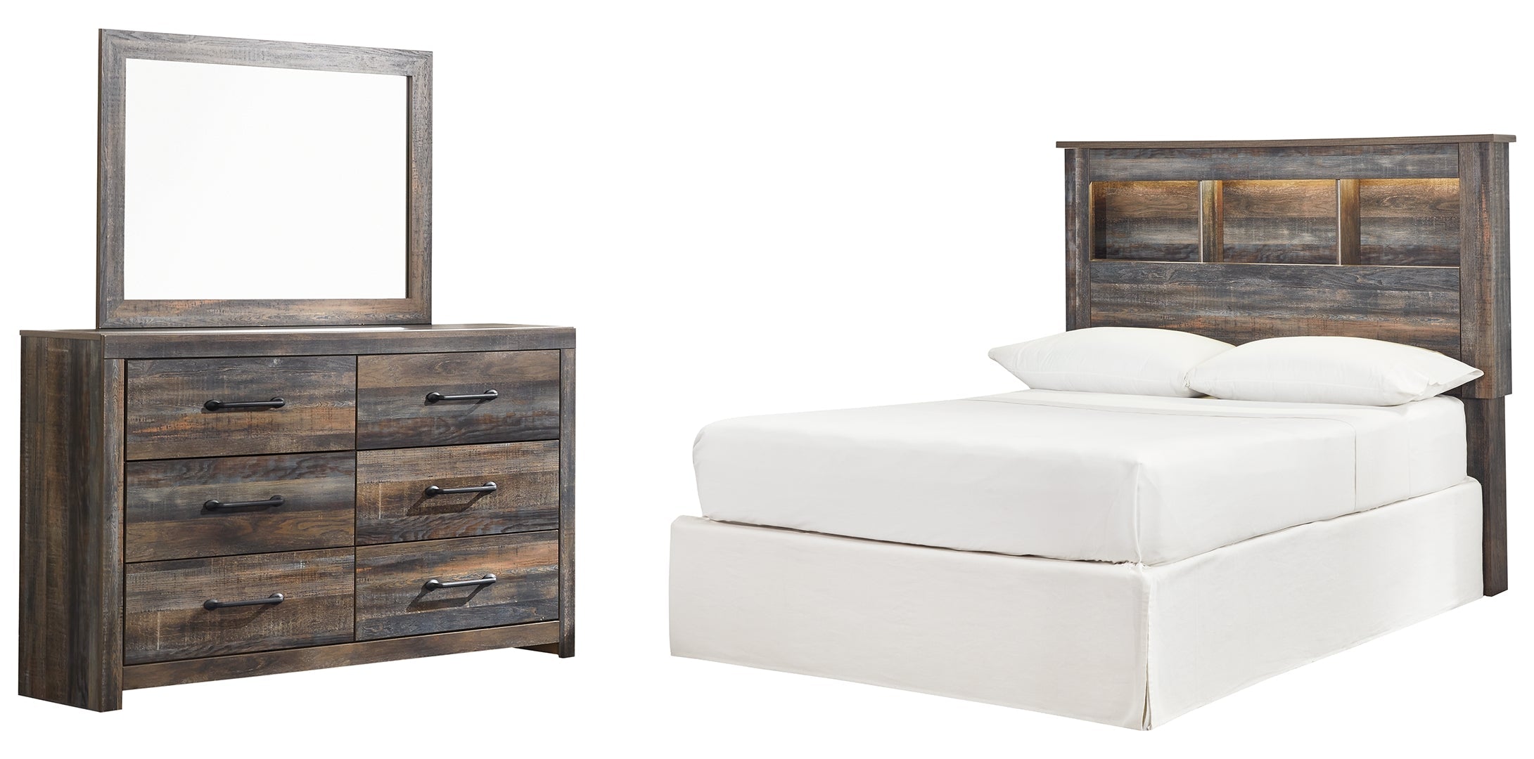 Drystan Full Bookcase Headboard Bed with Dresser