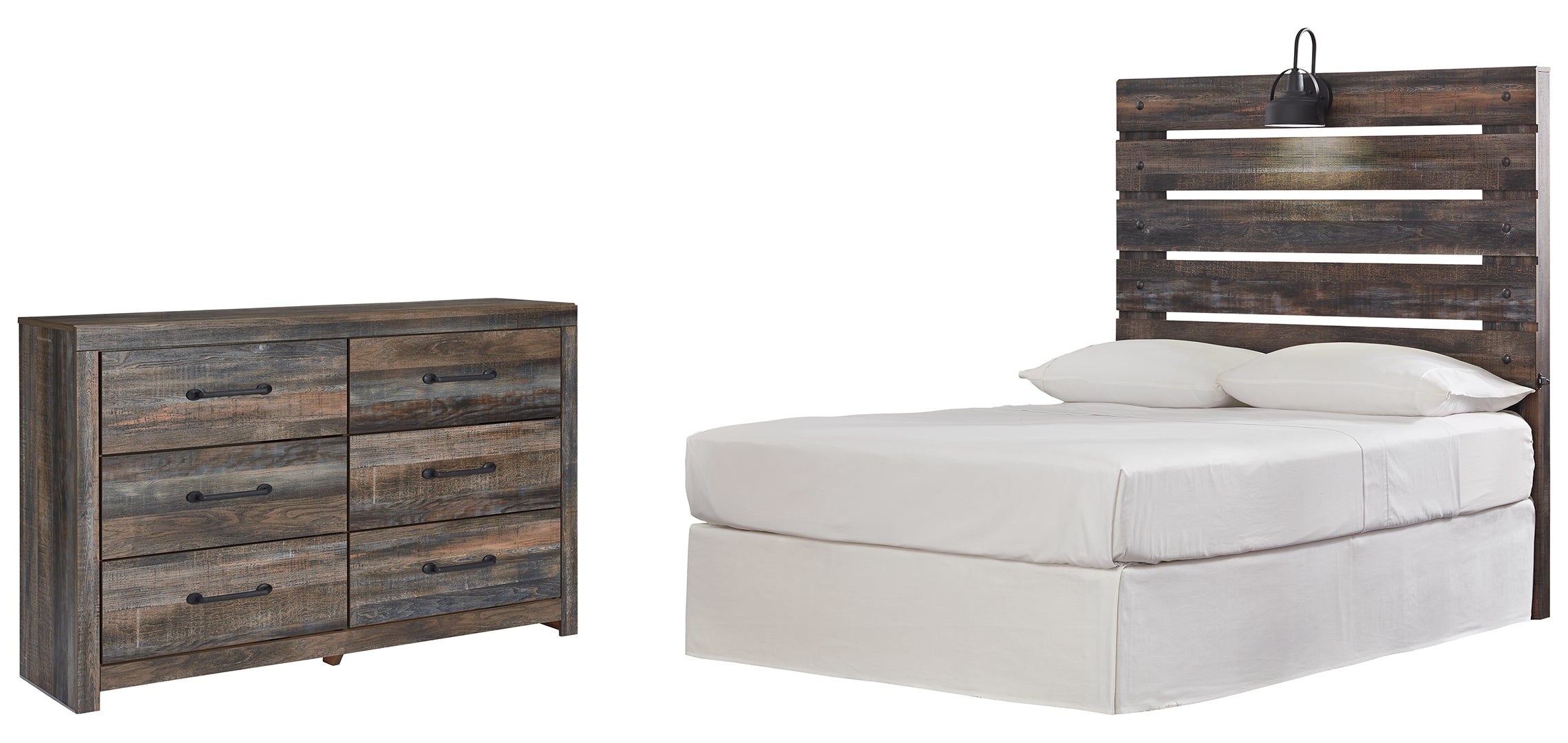 Drystan Full Panel Bed with Mirrored Dresser and 2 Nightstands