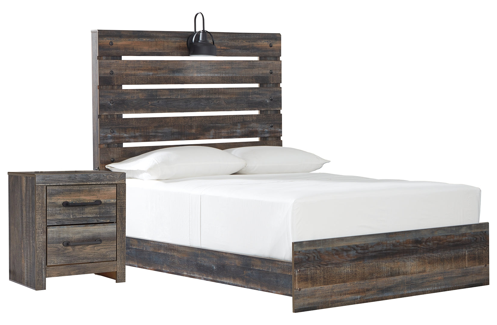Drystan Full Panel Bed with Mirrored Dresser and 2 Nightstands