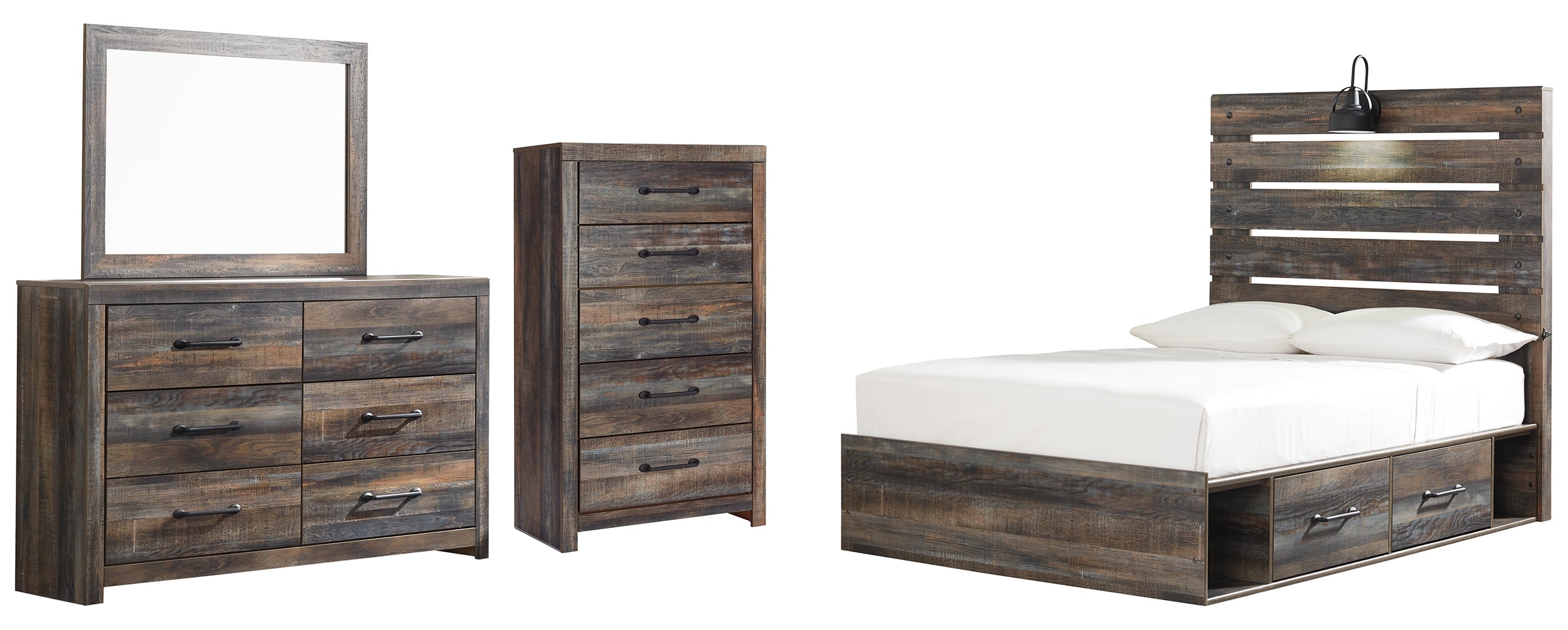 Drystan Full Bookcase Headboard Bed with Dresser