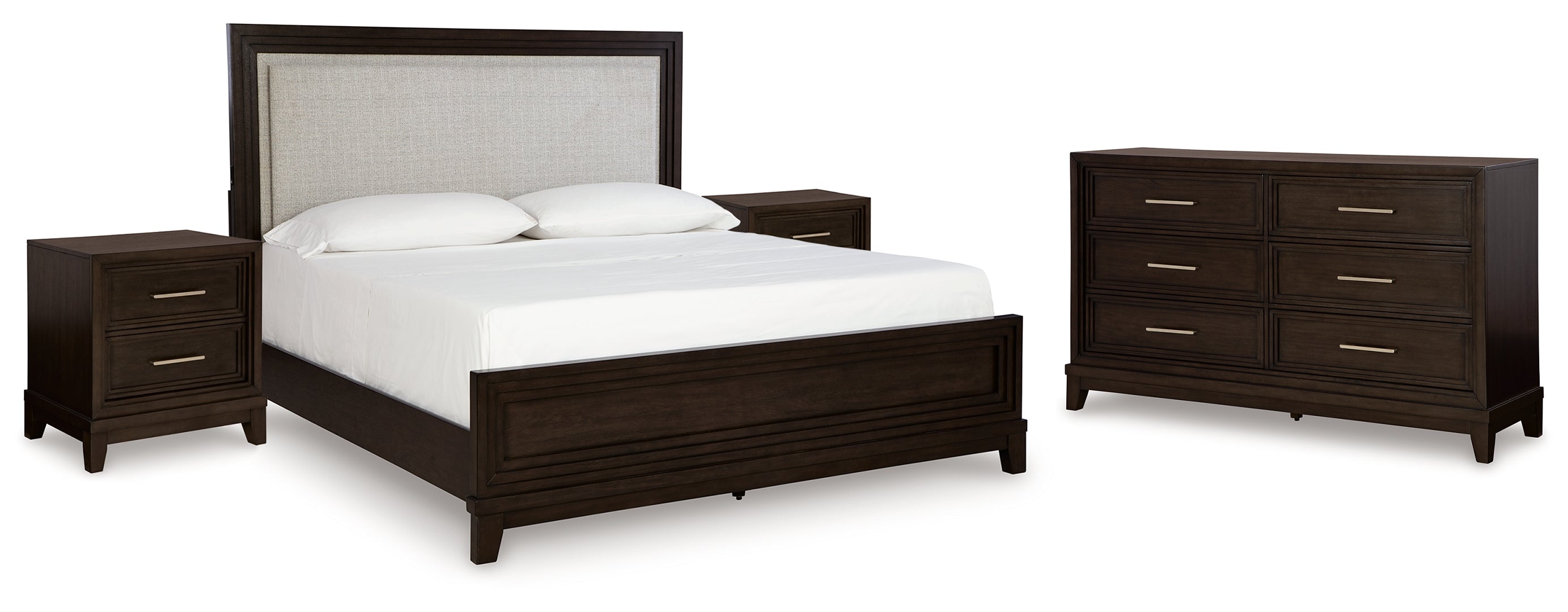 Neymorton Black Upholstered Panel Bedroom Set