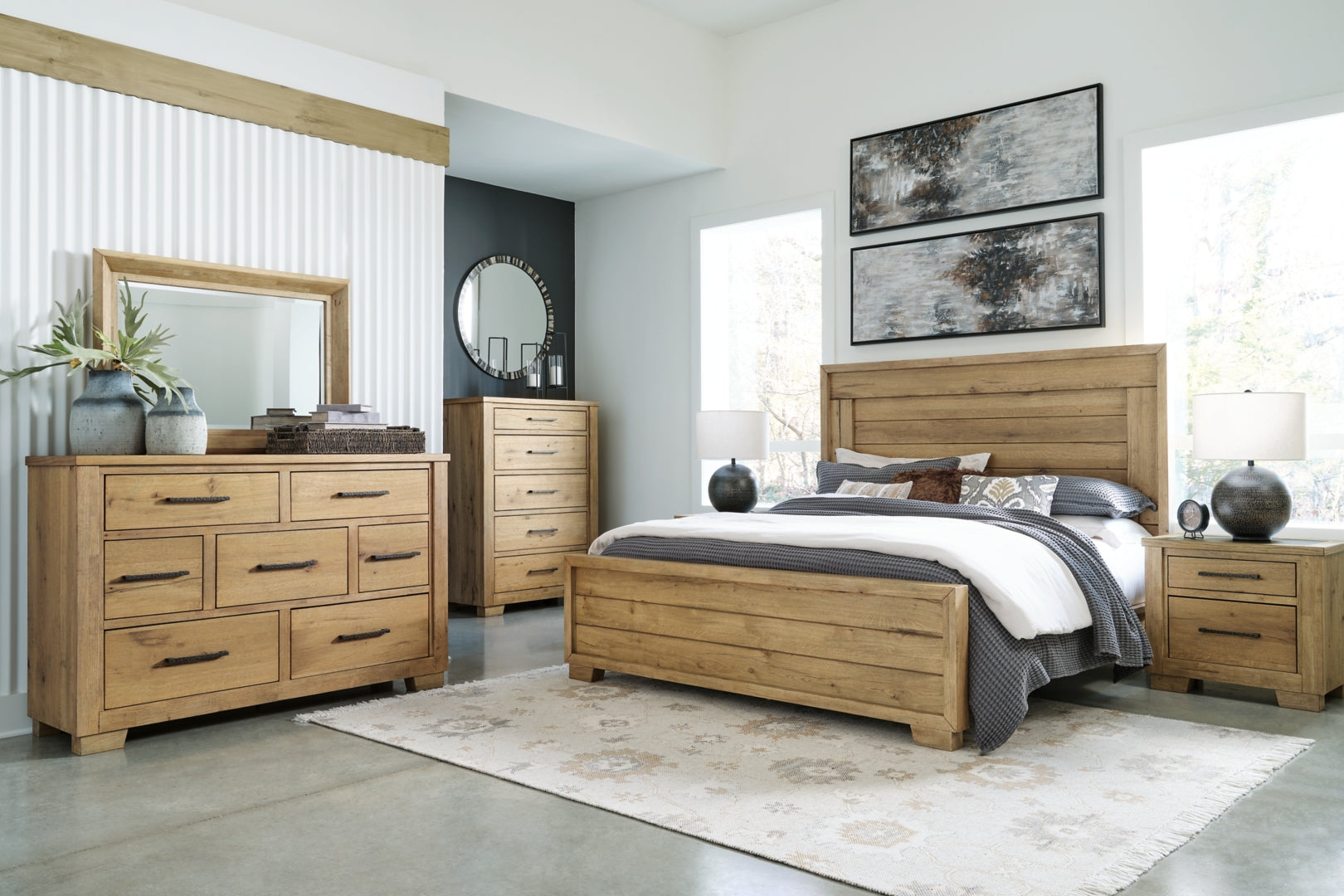 Galliden Light Brown Panel Bedroom Set