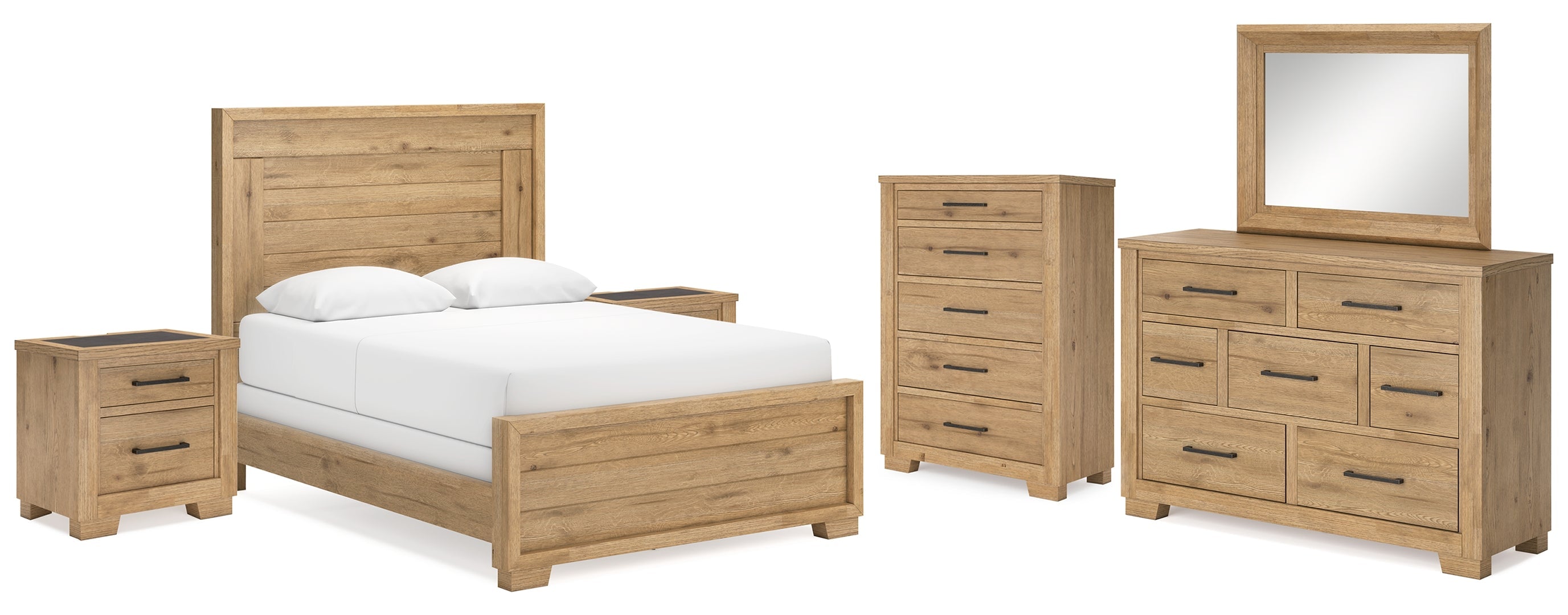 Galliden Light Brown Panel Bedroom Set