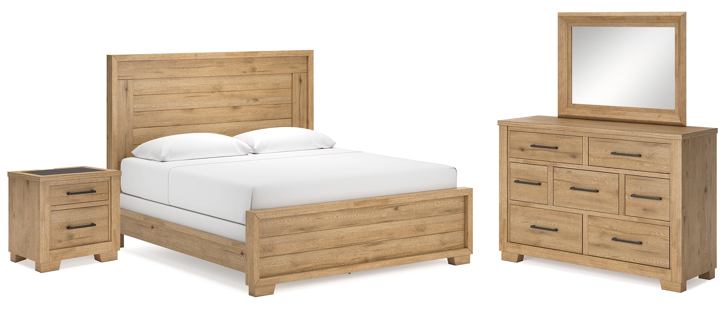 Galliden Light Brown Panel Bedroom Set
