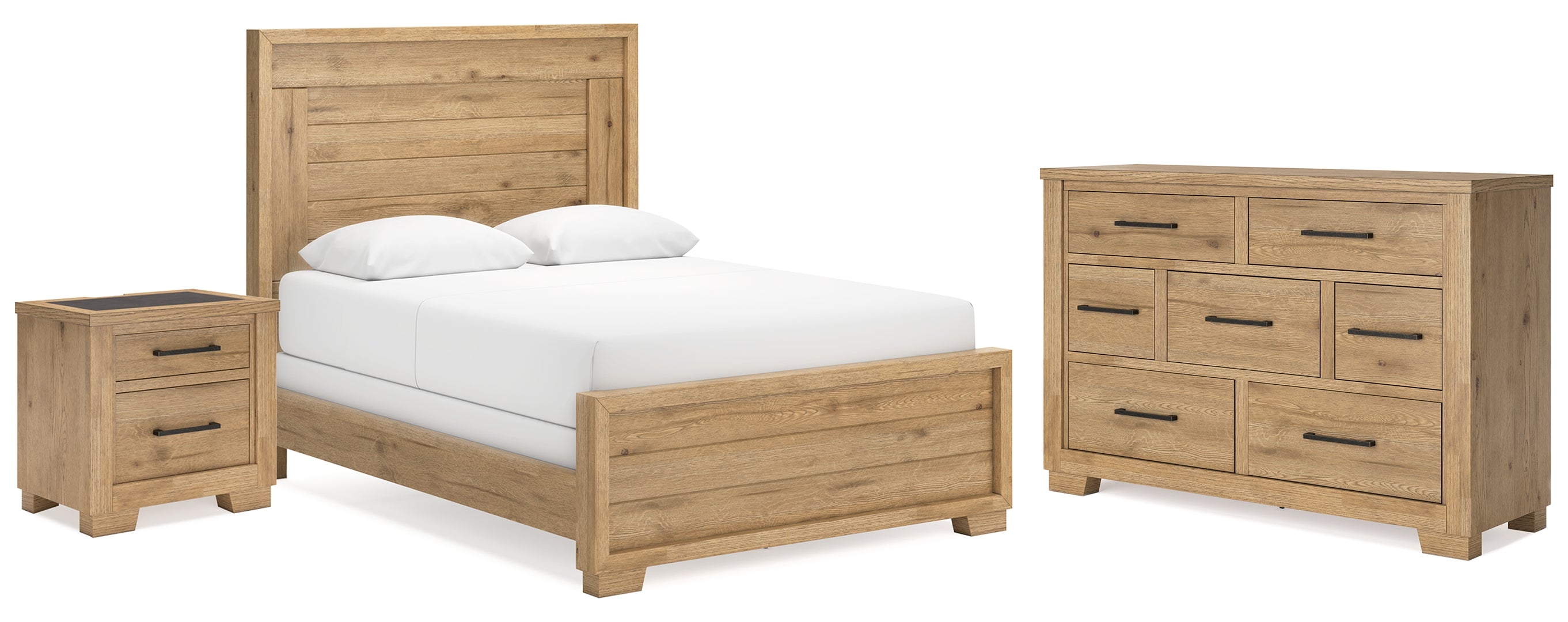 Galliden Light Brown Panel Bedroom Set