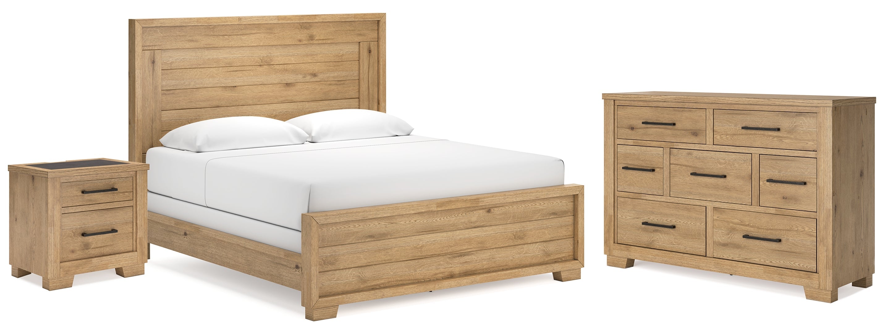 Galliden Light Brown Panel Bedroom Set