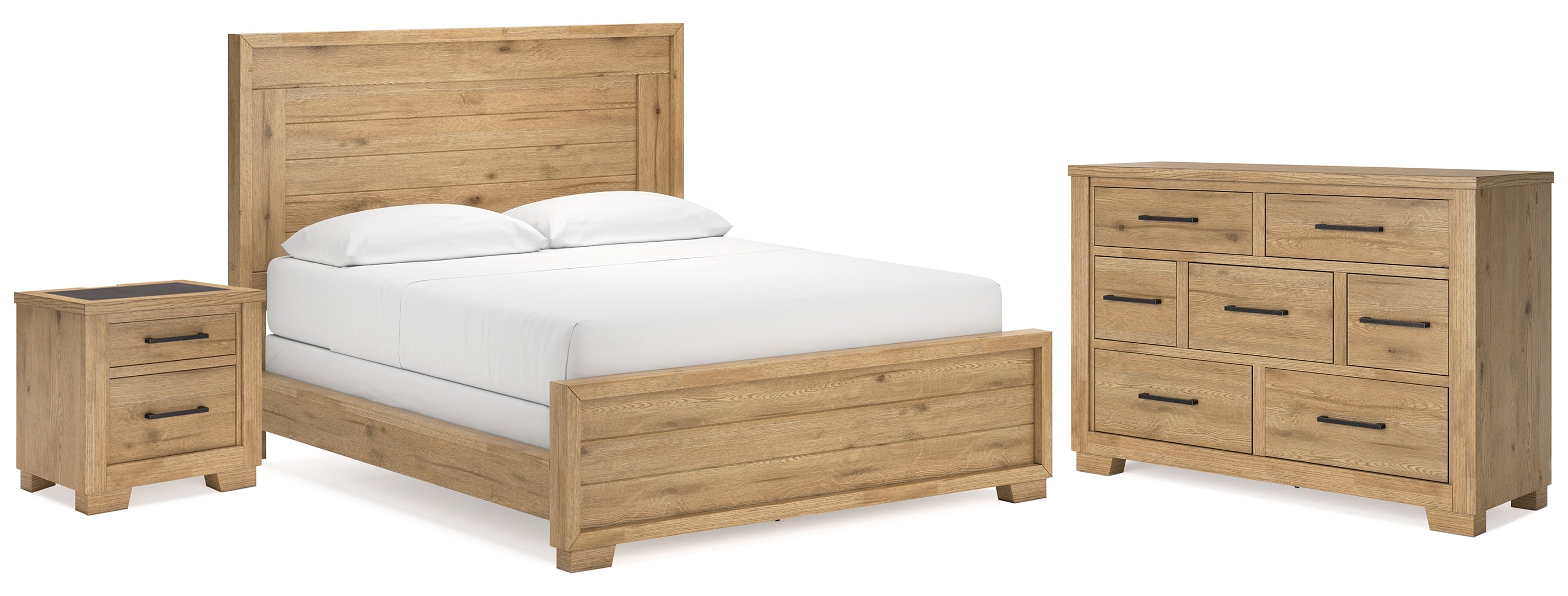 Galliden Light Brown Panel Bedroom Set
