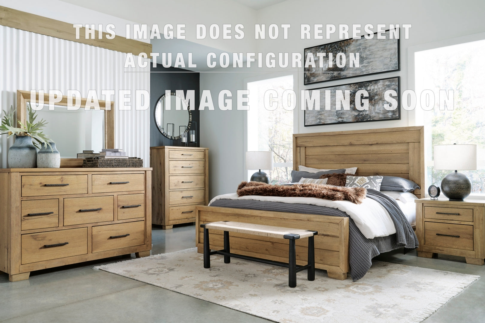 Galliden Light Brown Panel Bedroom Set