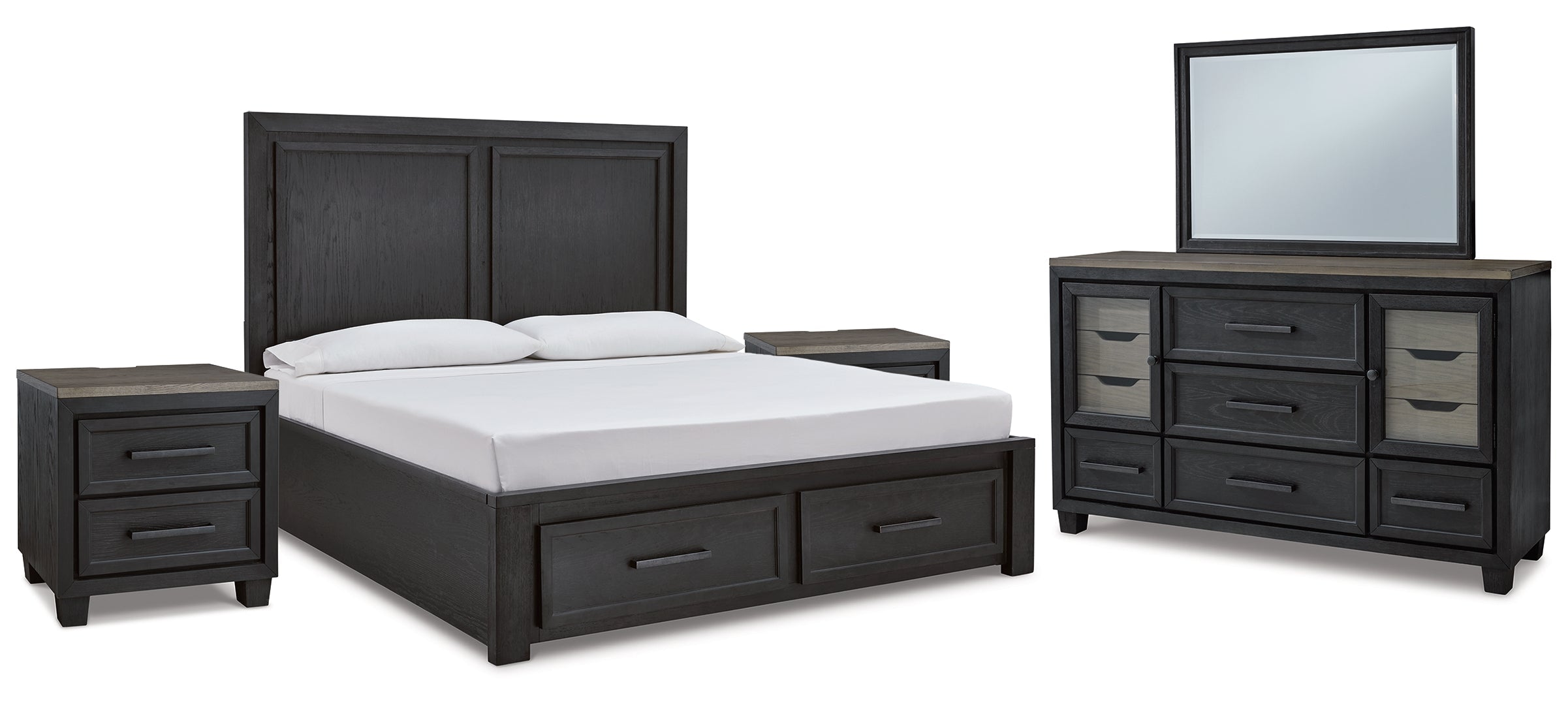 Foyland Grey Panel Storage Bedroom Set