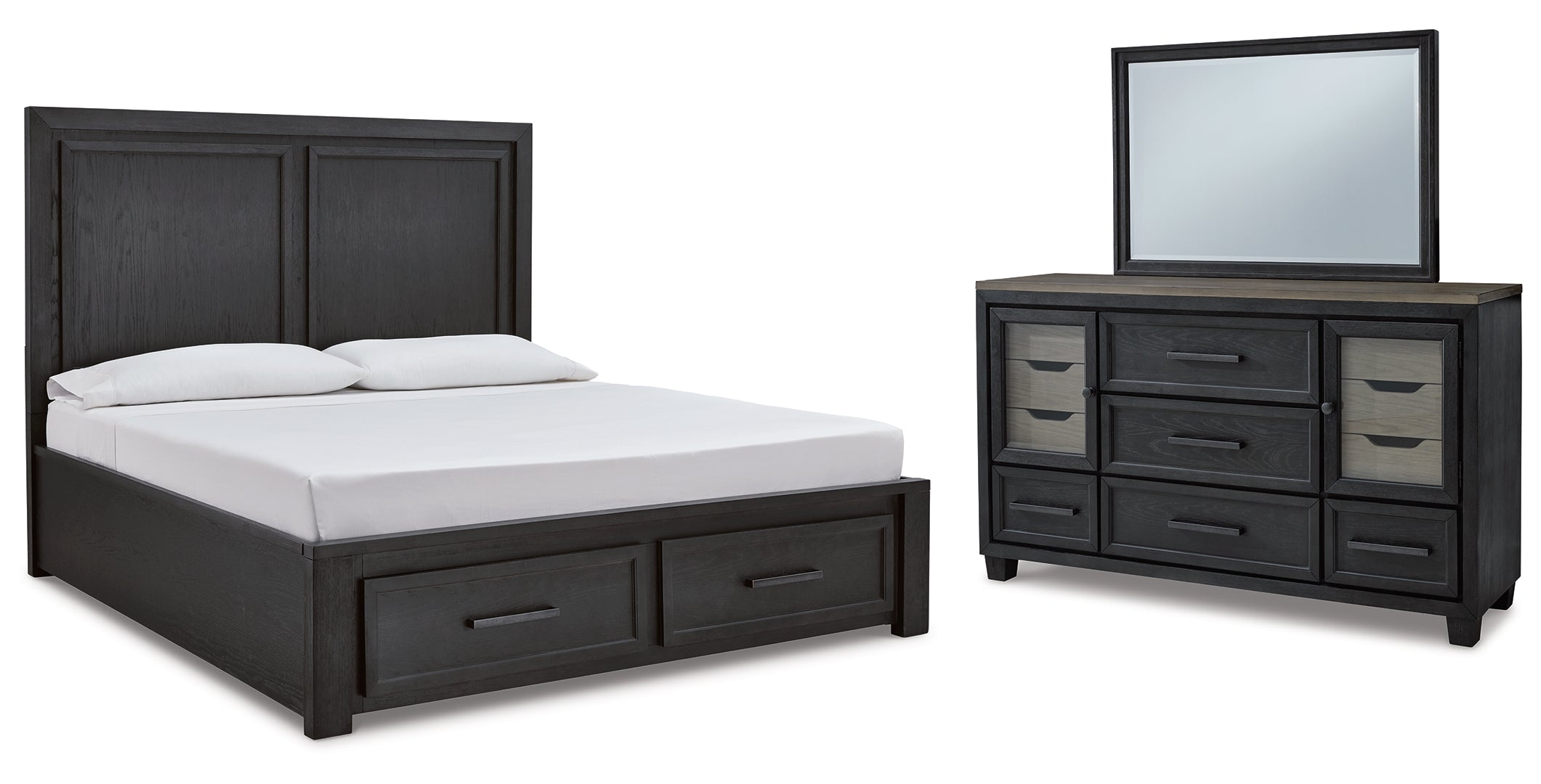Foyland Grey Panel Storage Bedroom Set